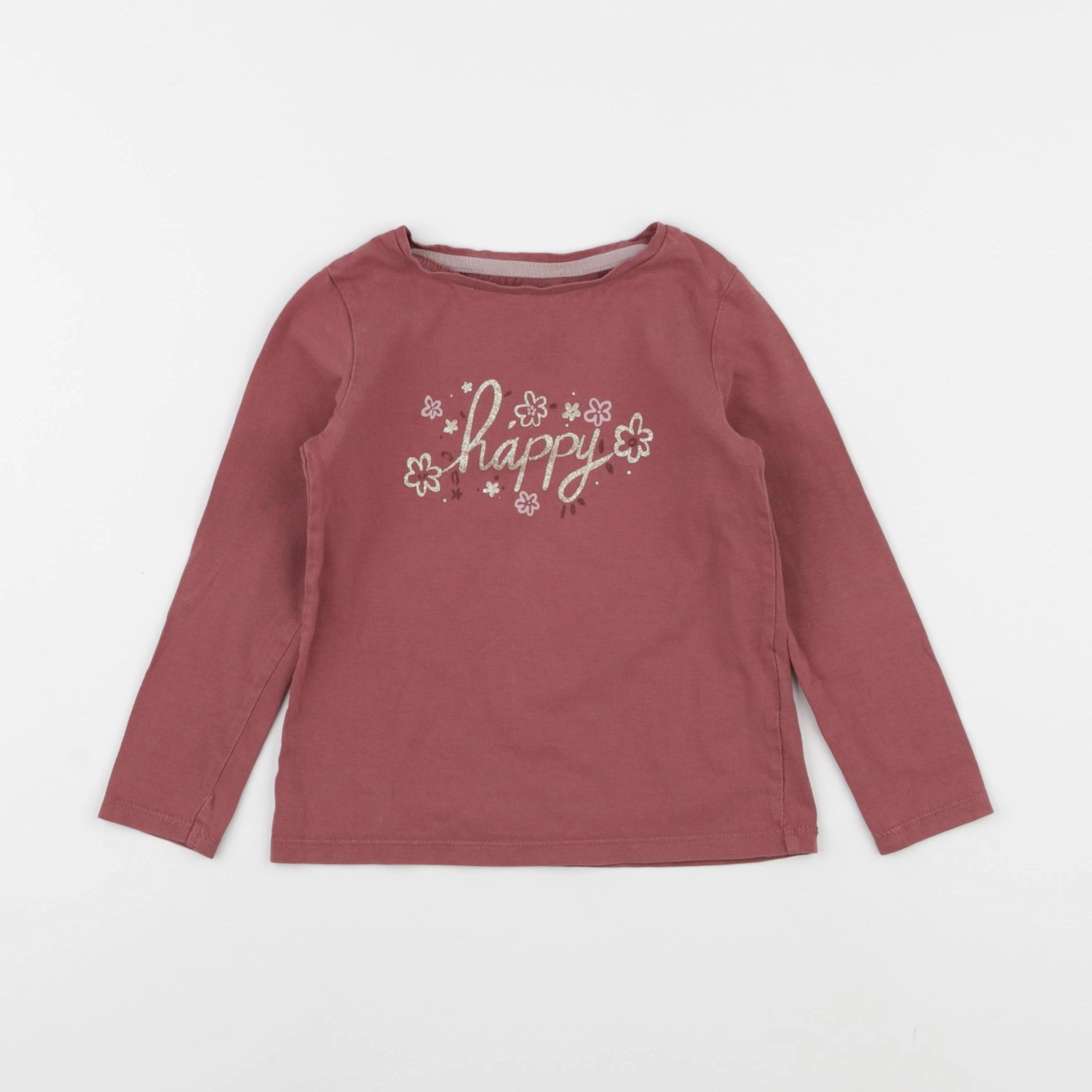 Vertbaudet - tee-shirt rose, or - 4 ans