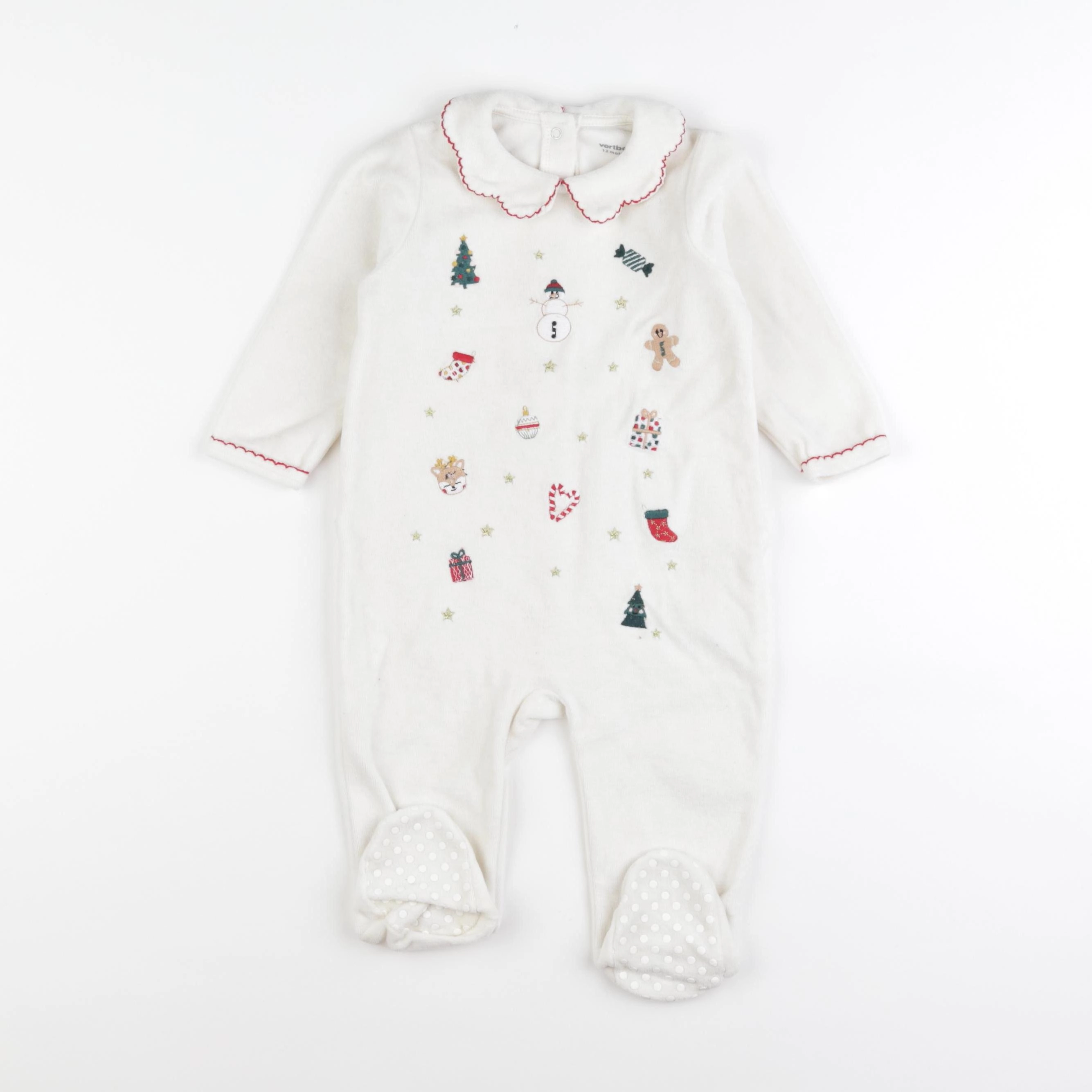 Vertbaudet - pyjama velours beige - 12 mois