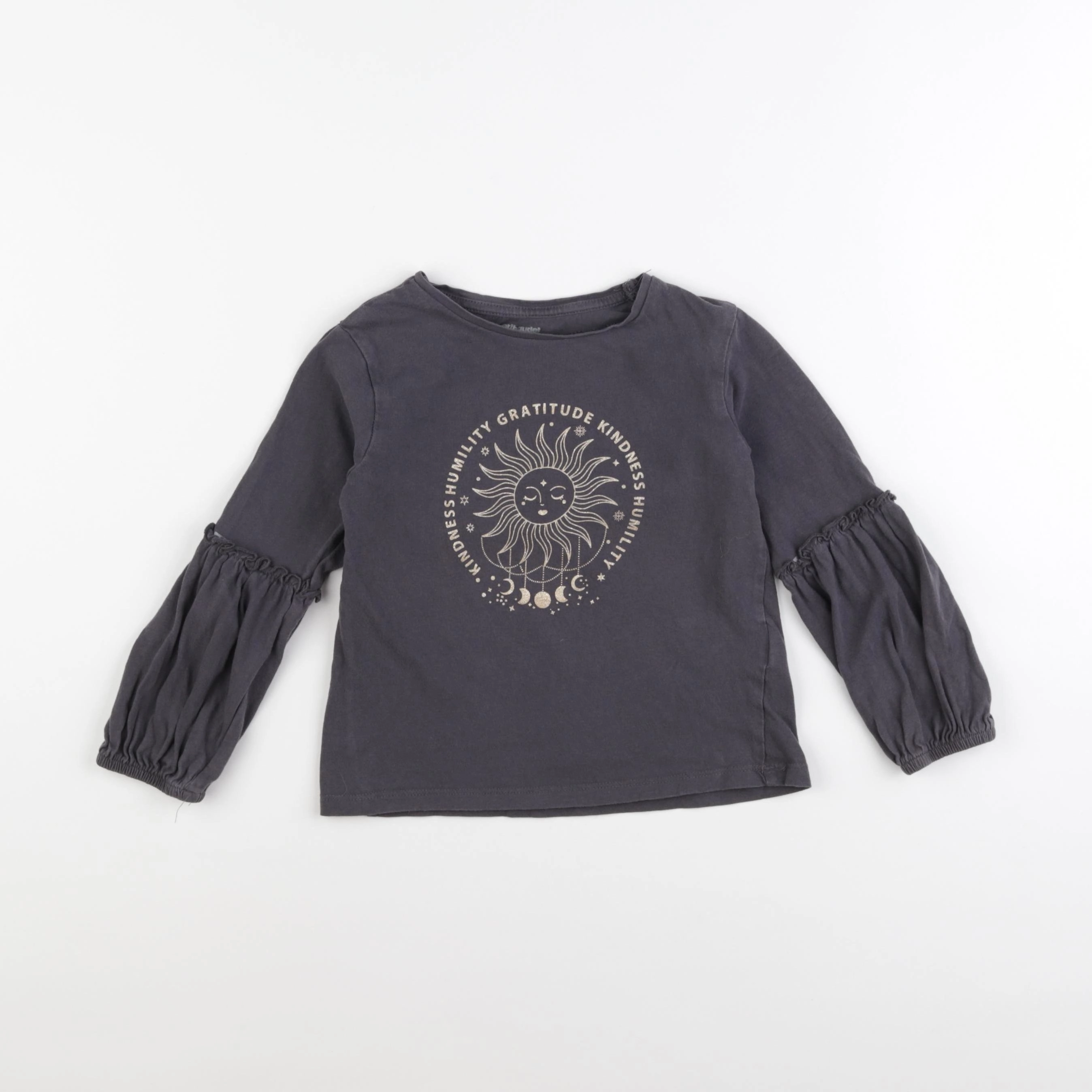 Vertbaudet - tee-shirt gris, or - 6 ans