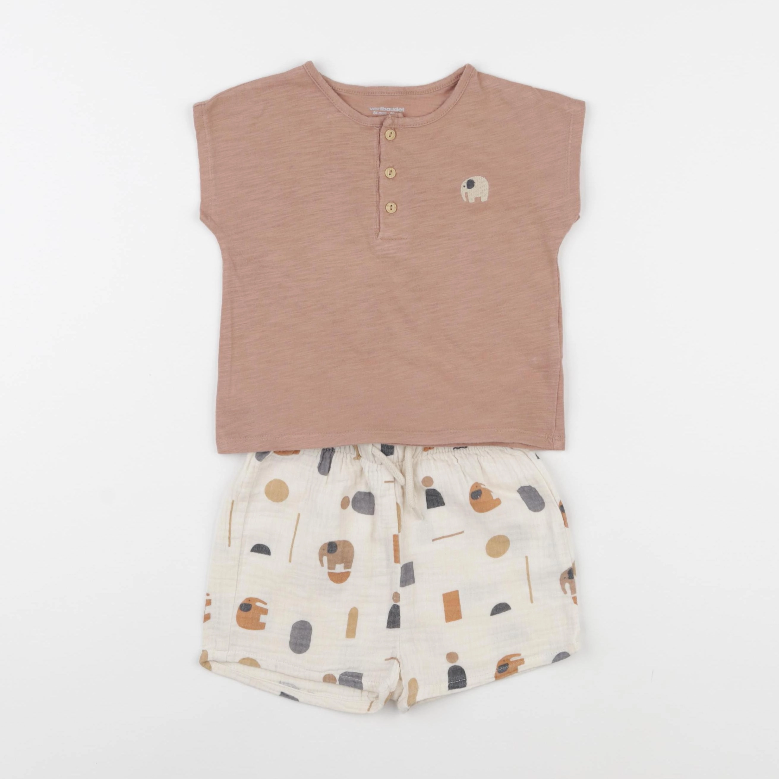 Vertbaudet - ensemble beige - 24 mois