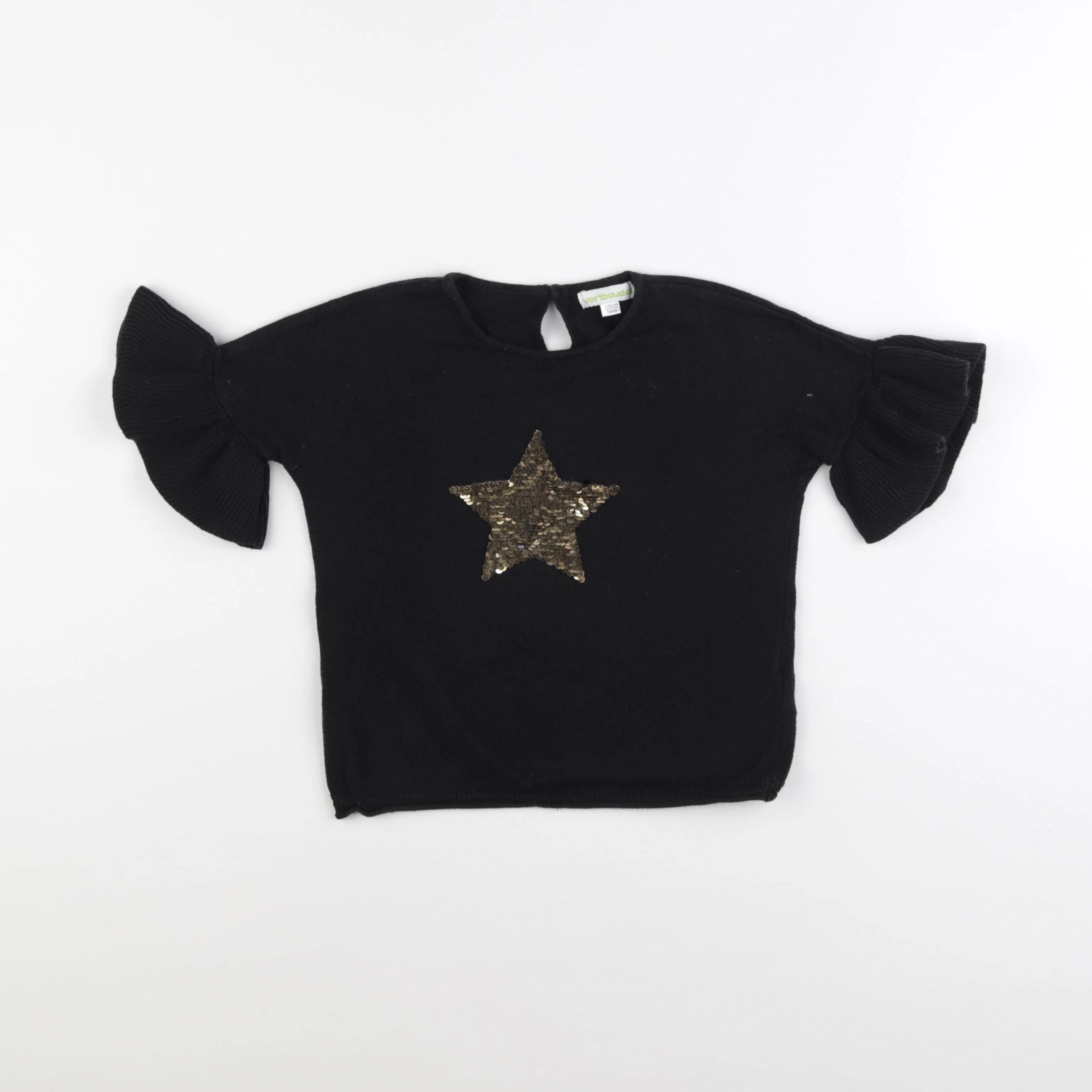 Vertbaudet - pull noir, or - 5 ans