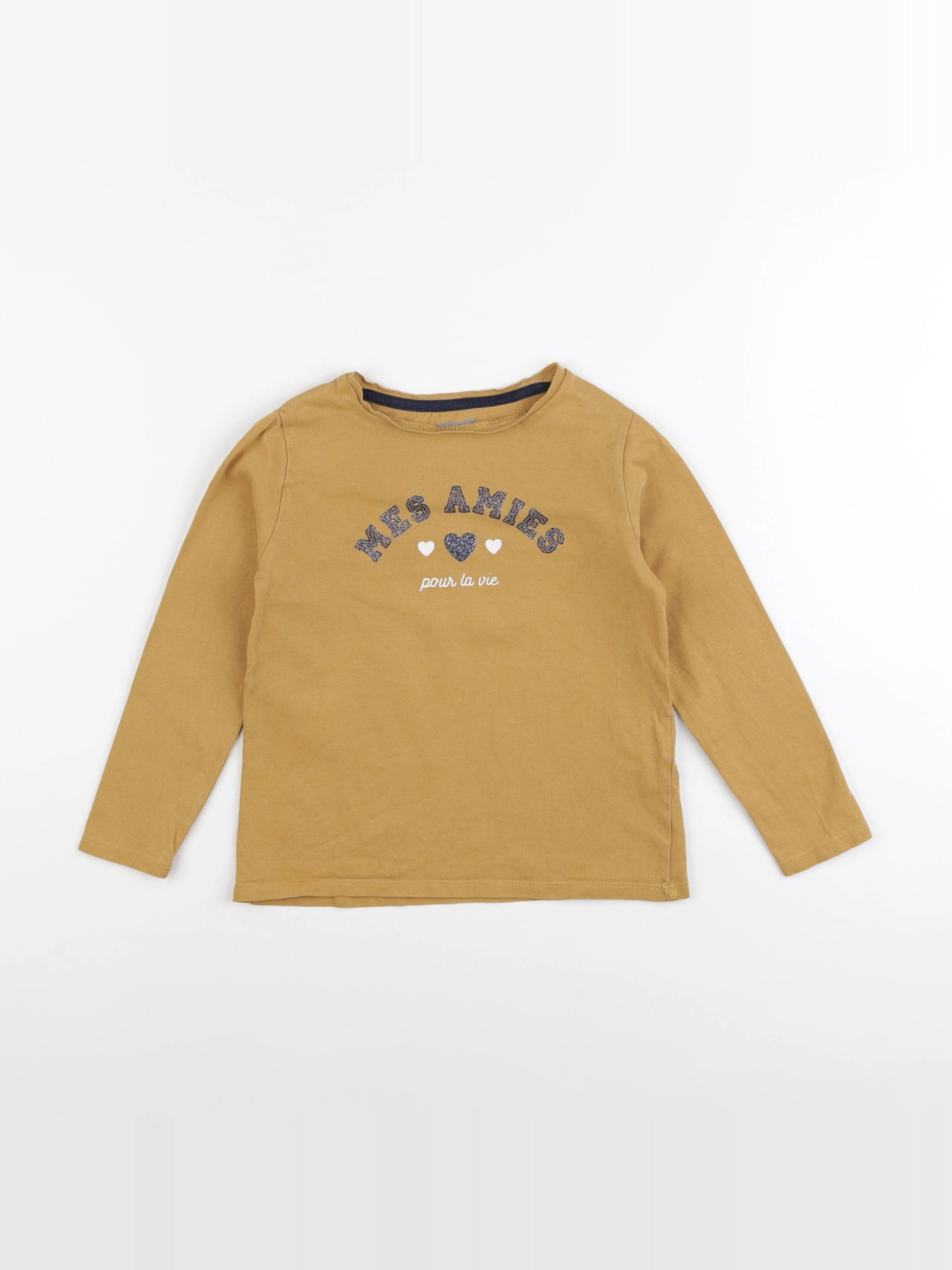 Vertbaudet - tee-shirt or, jaune - 5 ans