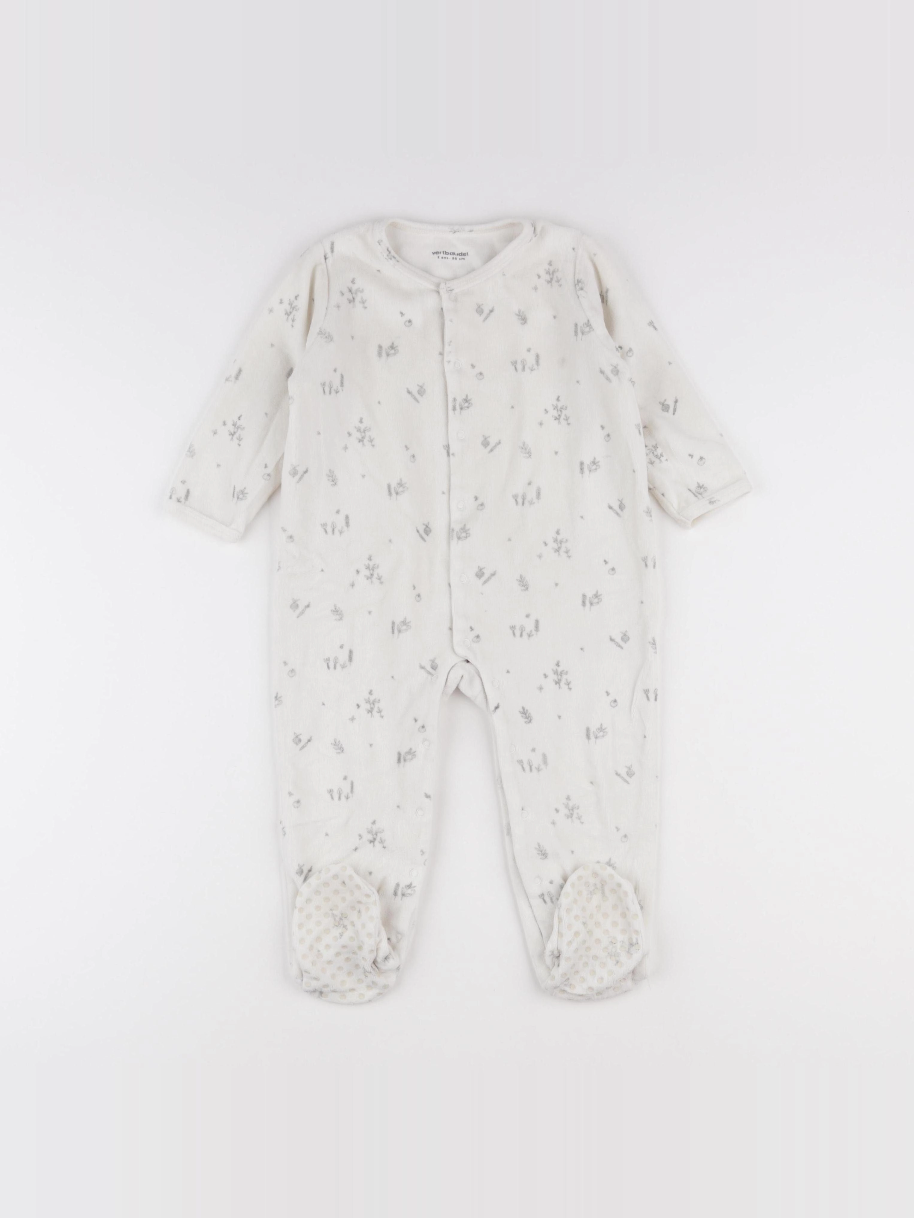 Vertbaudet - pyjama velours blanc - 2 ans