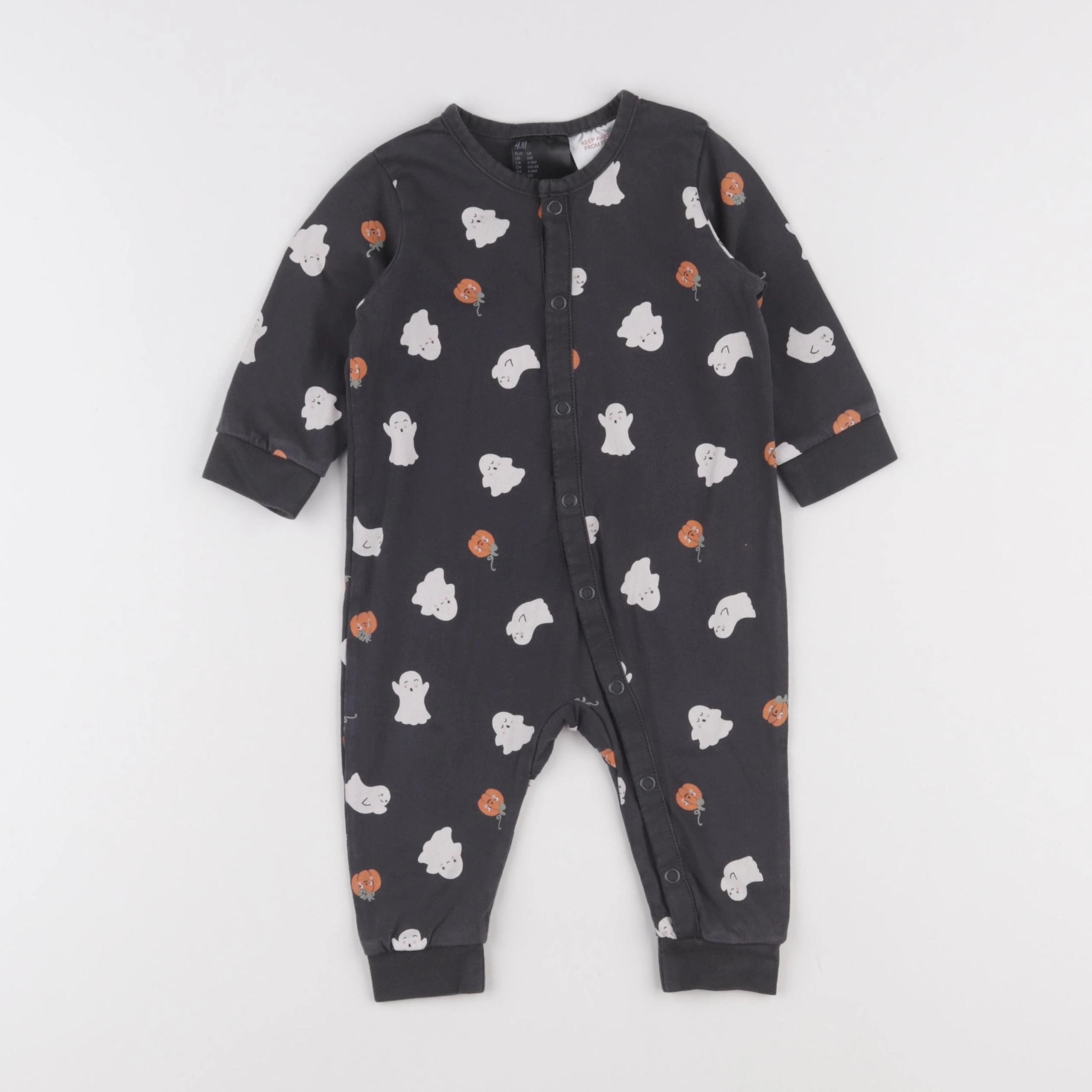 H&M - pyjama coton gris - 3/6 mois