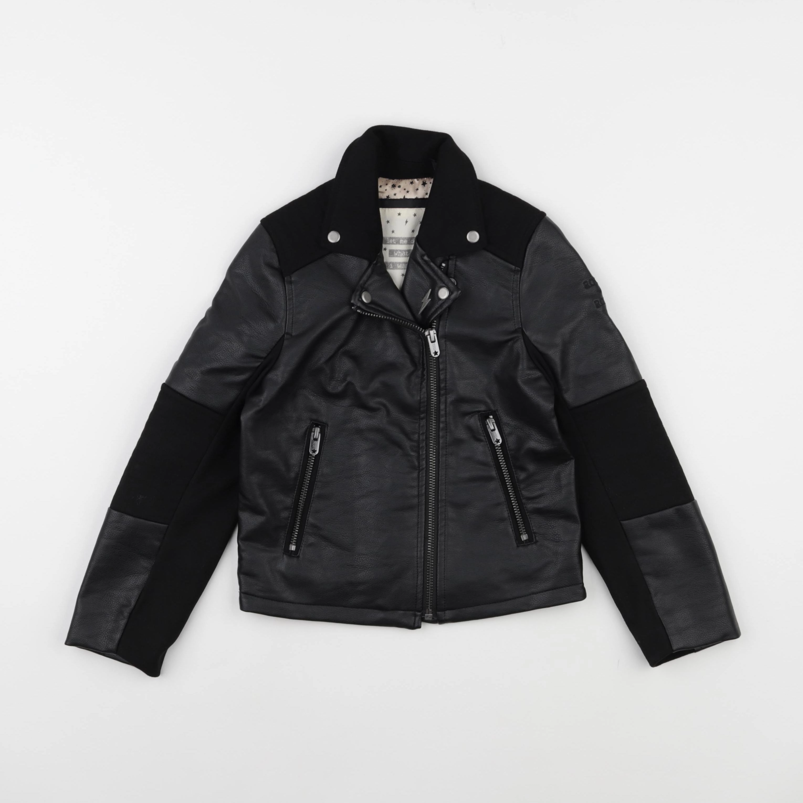 IKKS - veste simili cuir noir - 6 ans