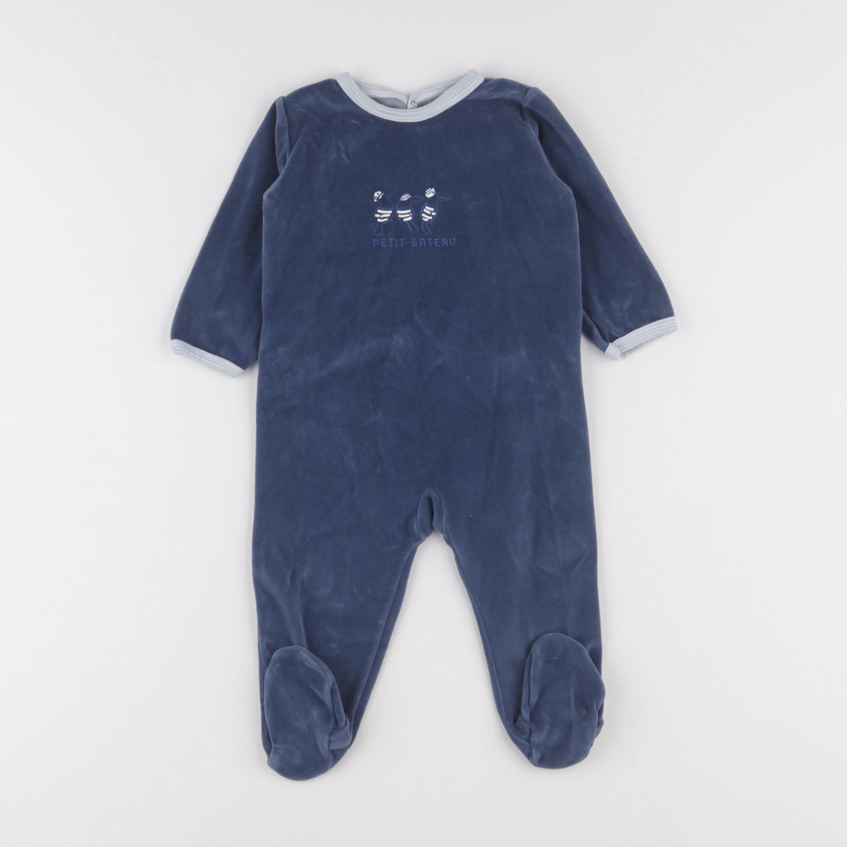 Petit Bateau - pyjama velours bleu - 12 mois