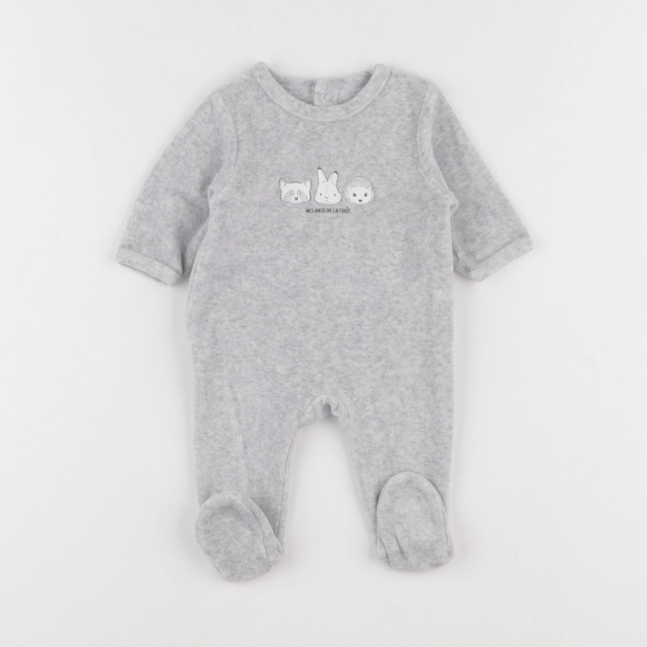 Petit Bateau - pyjama velours gris - 1 mois