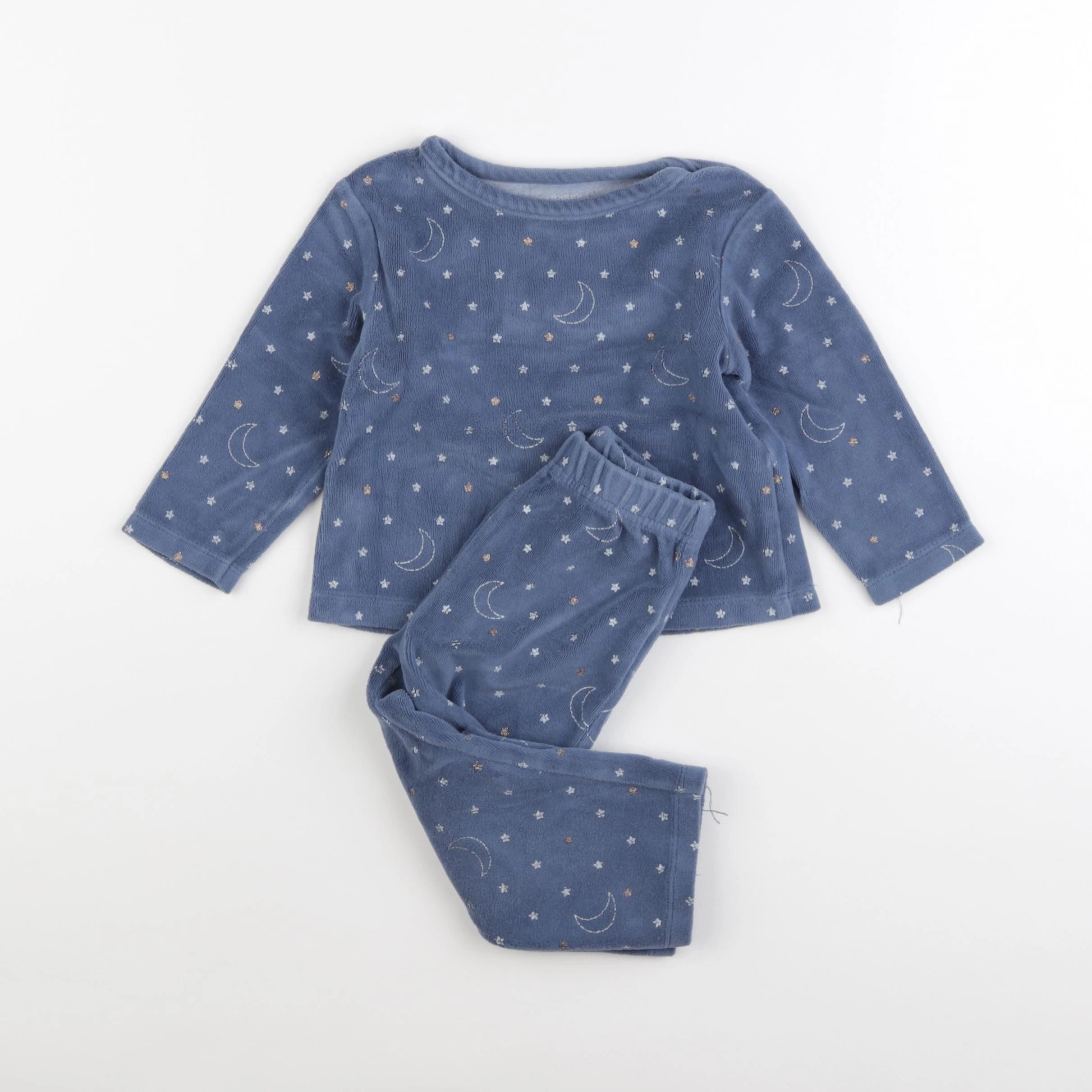Vertbaudet - pyjama velours bleu - 2 ans