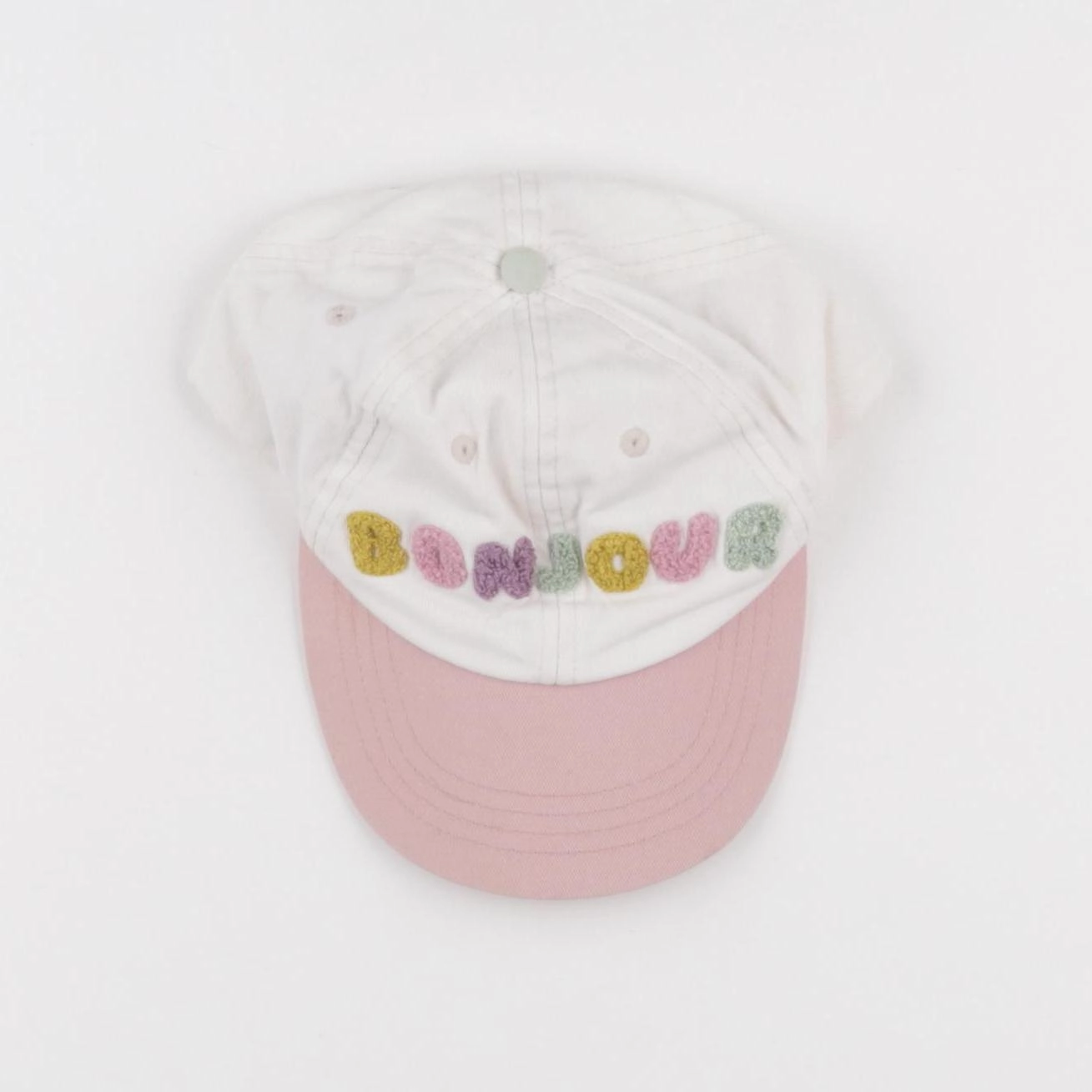 Monoprix - casquette blanc, rose - 7/8 ans