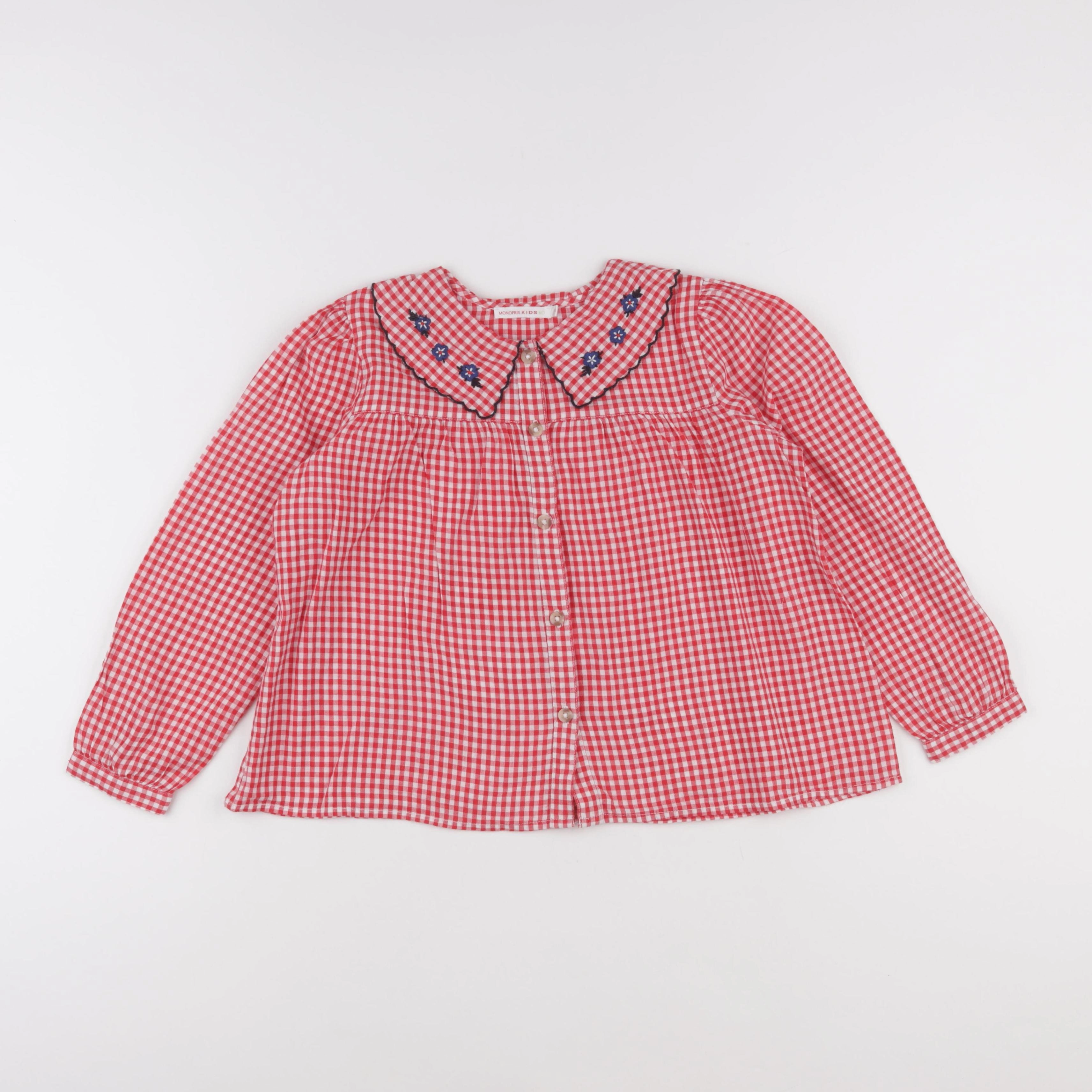 Monoprix - blouse blanc, rouge - 8 ans