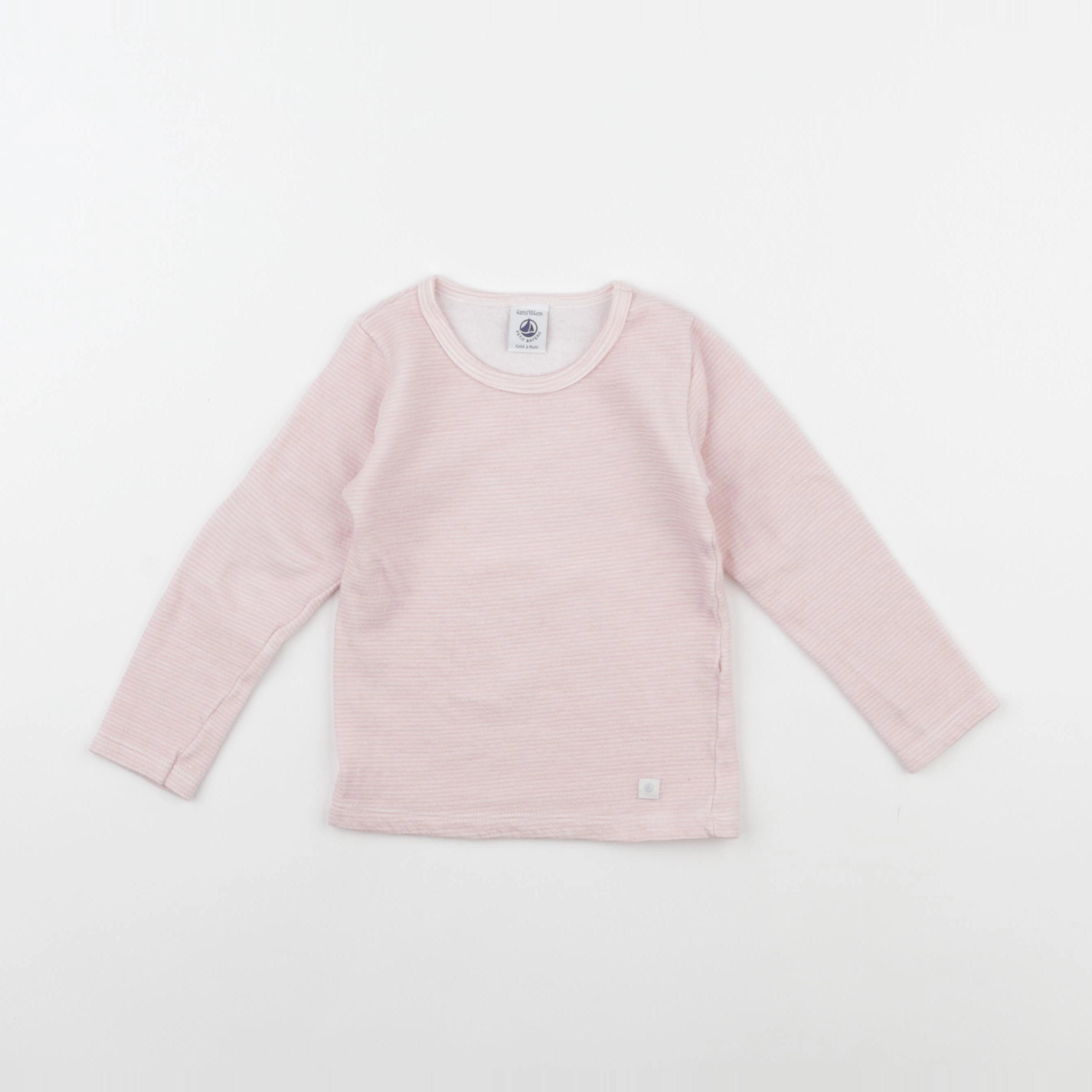 Petit Bateau - maillot de corps blanc, rose - 4 ans