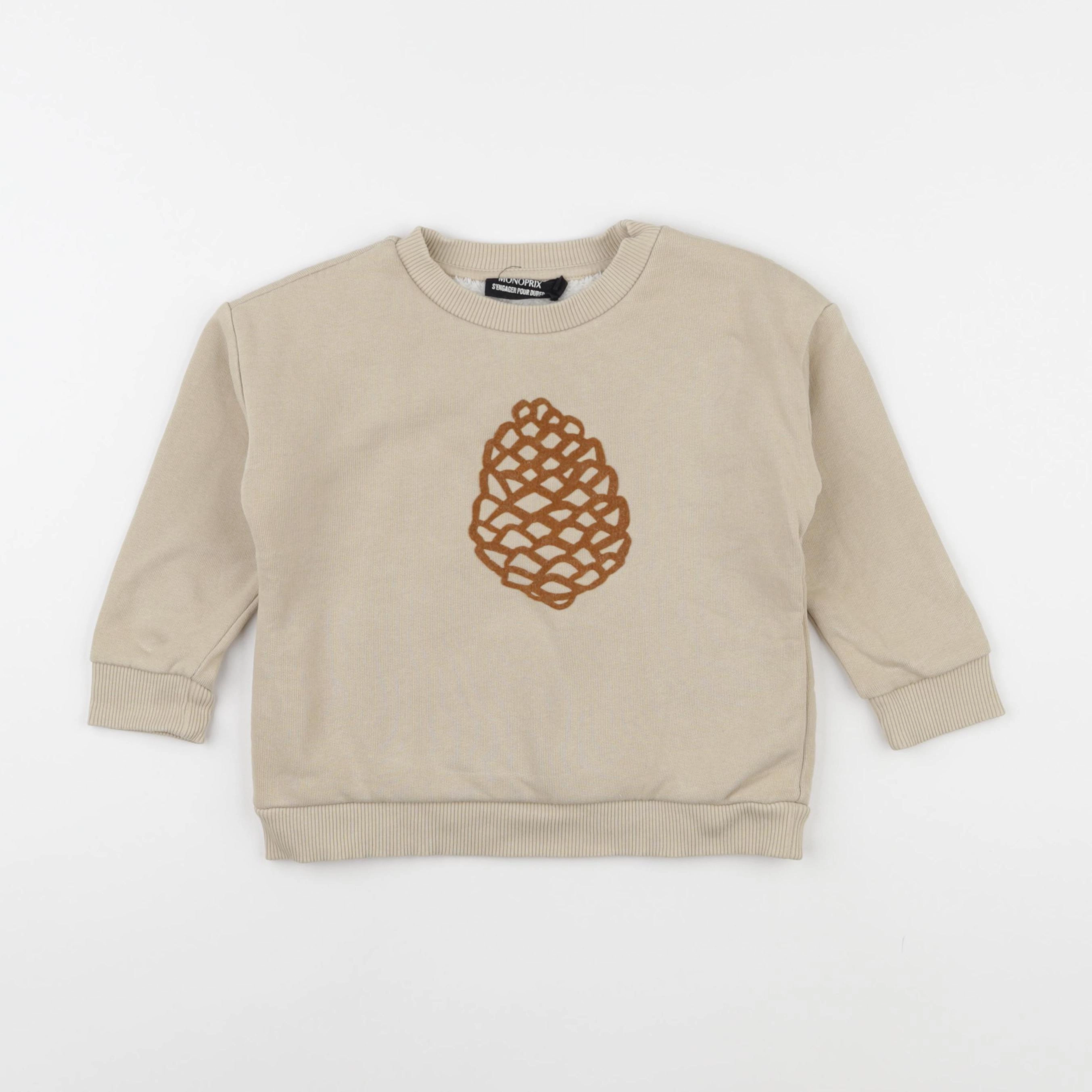 Monoprix - sweat beige - 3 ans