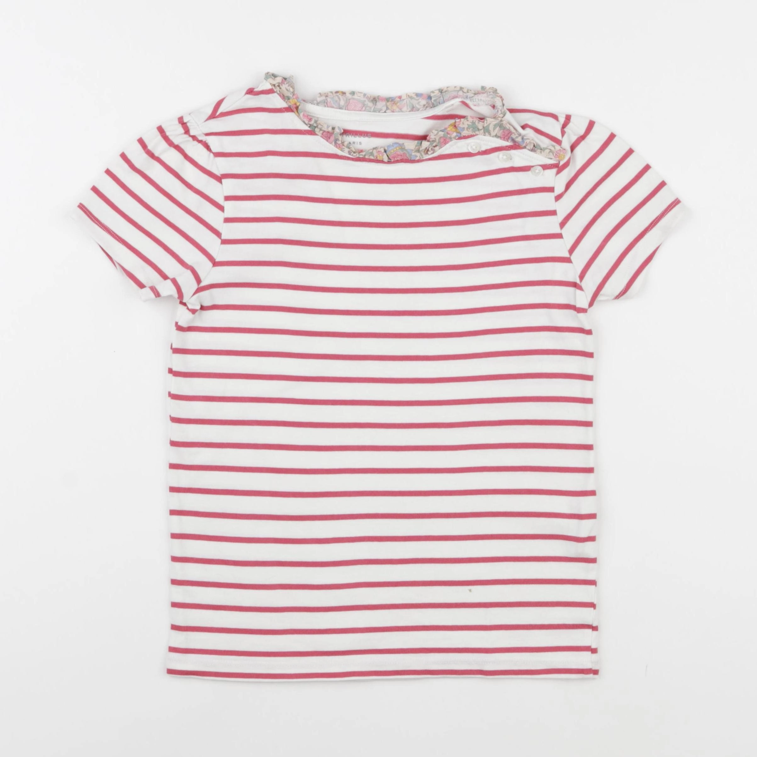 Cyrillus - tee-shirt blanc, rose - 8 ans