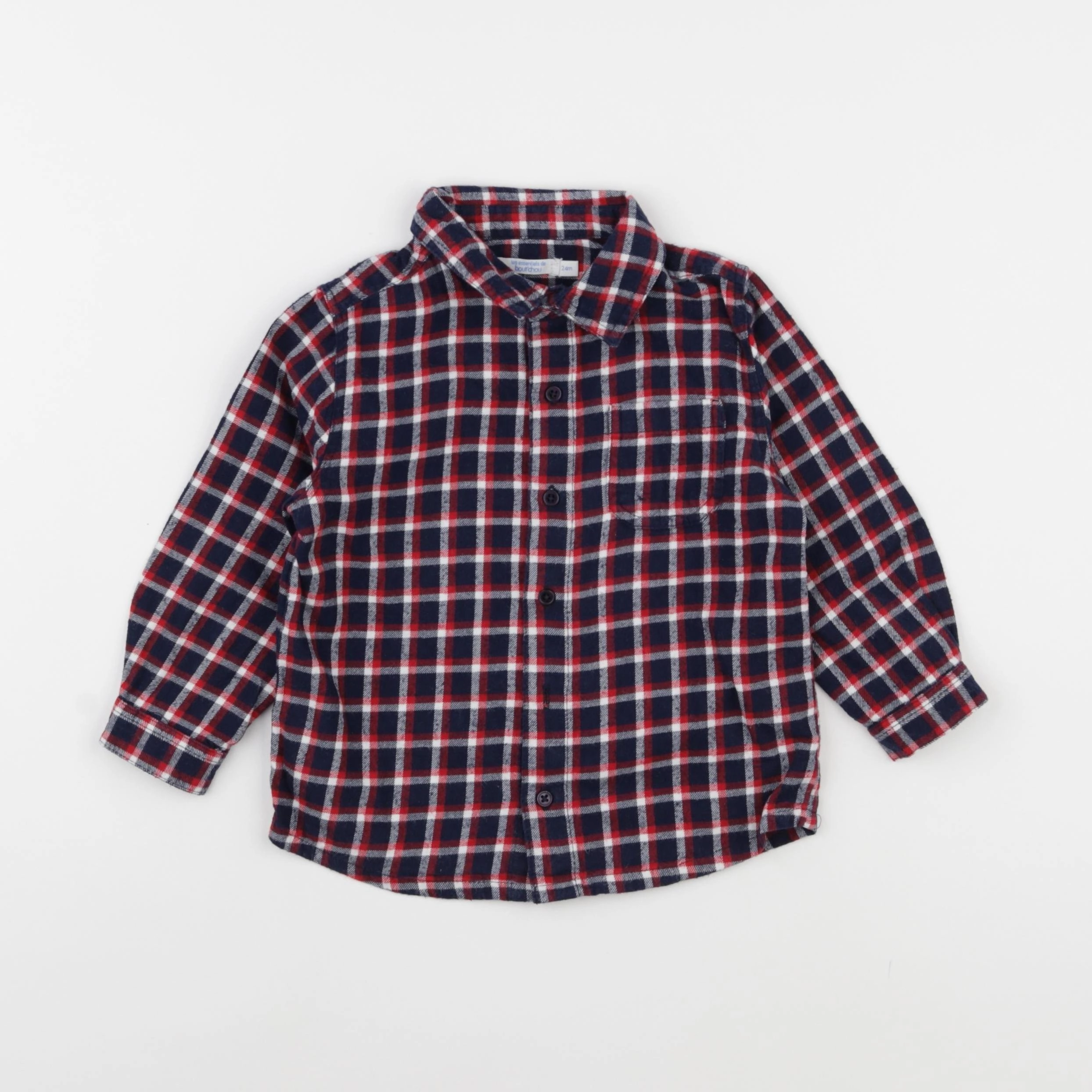 Boutchou - chemise bleu, rouge - 24 mois