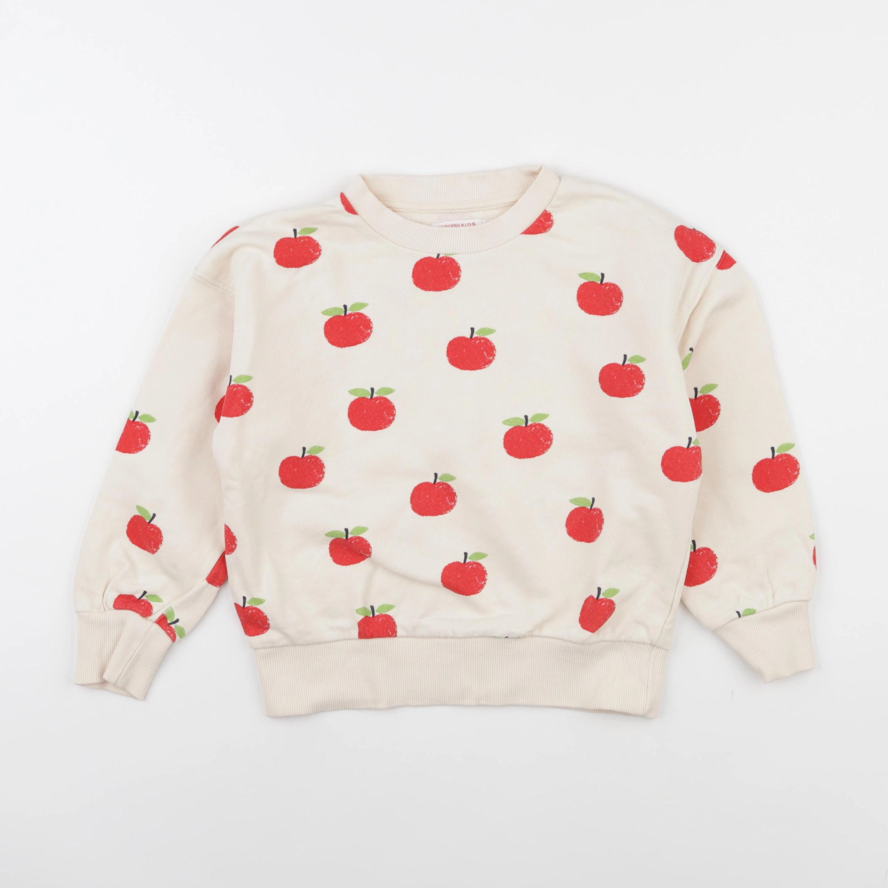 Monoprix - sweat beige, rouge - 8 ans