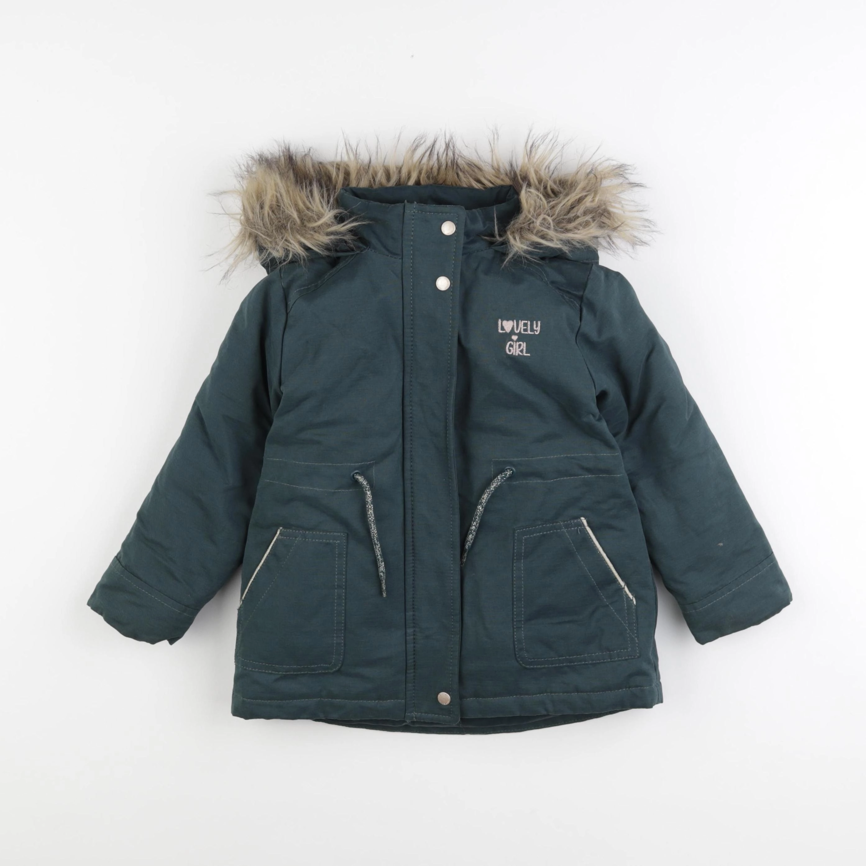 Vertbaudet - manteau doublure amovible vert - 3 ans
