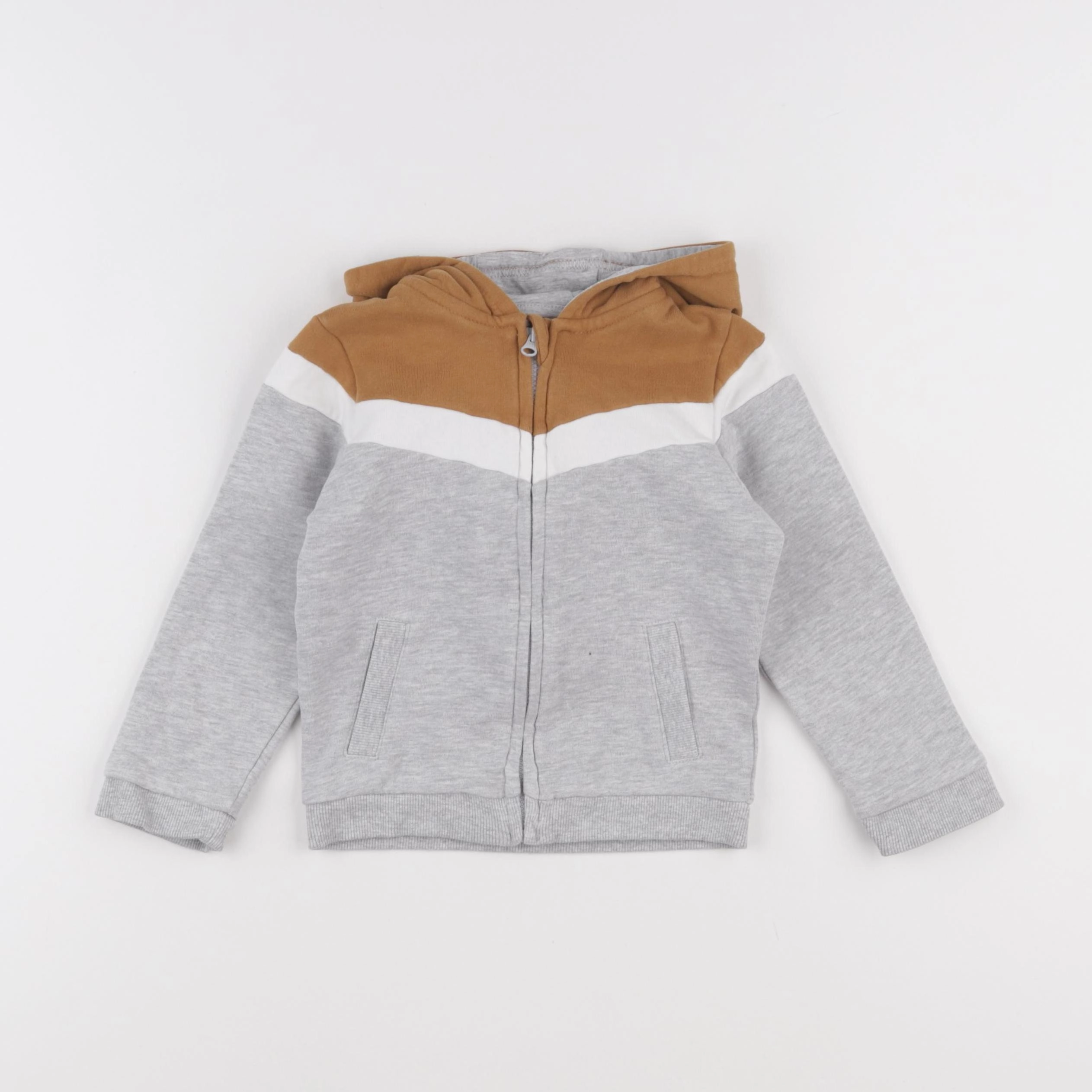 Vertbaudet - sweat gris, marron - 36 mois