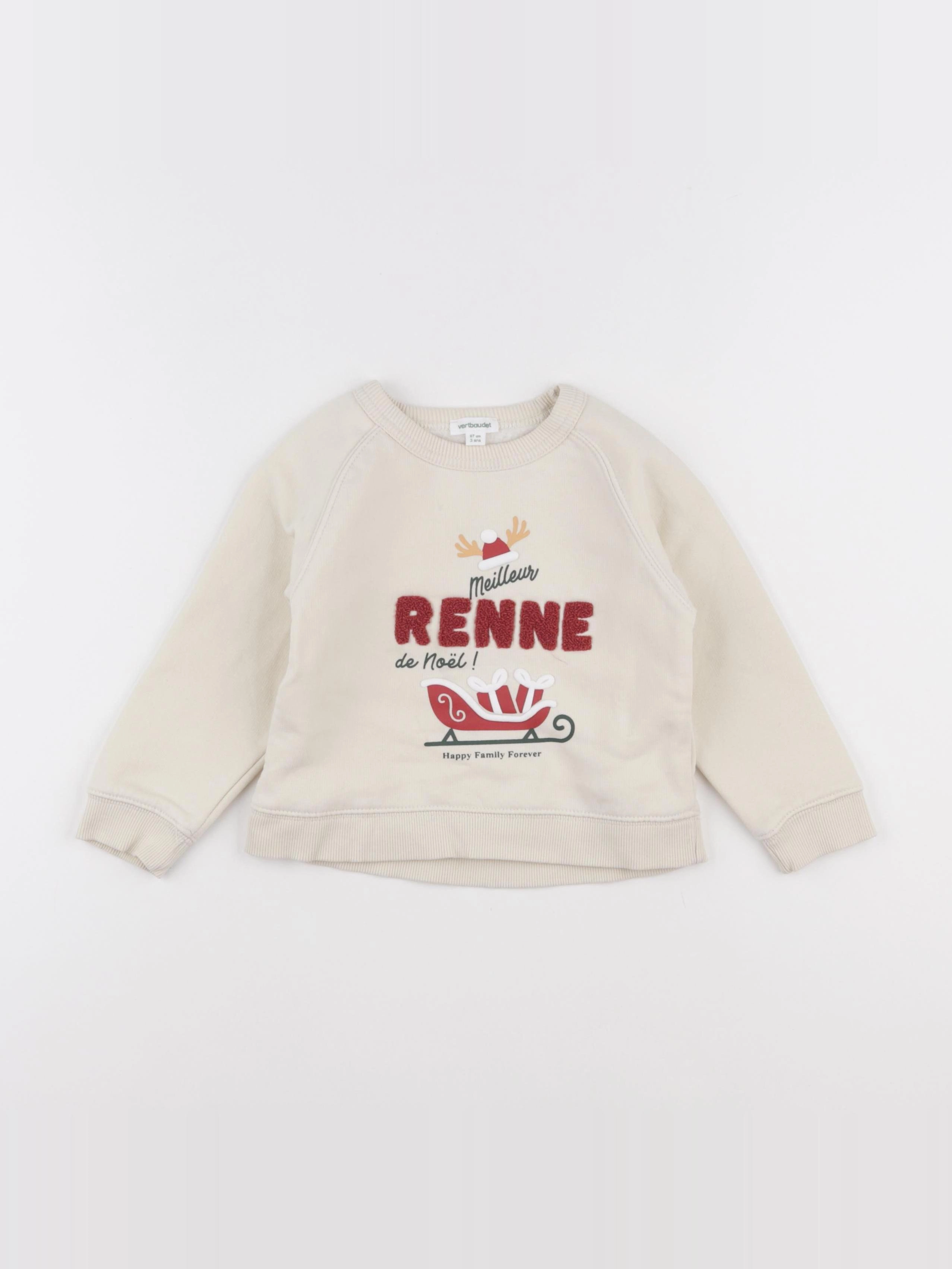 Vertbaudet - sweat beige - 3 ans