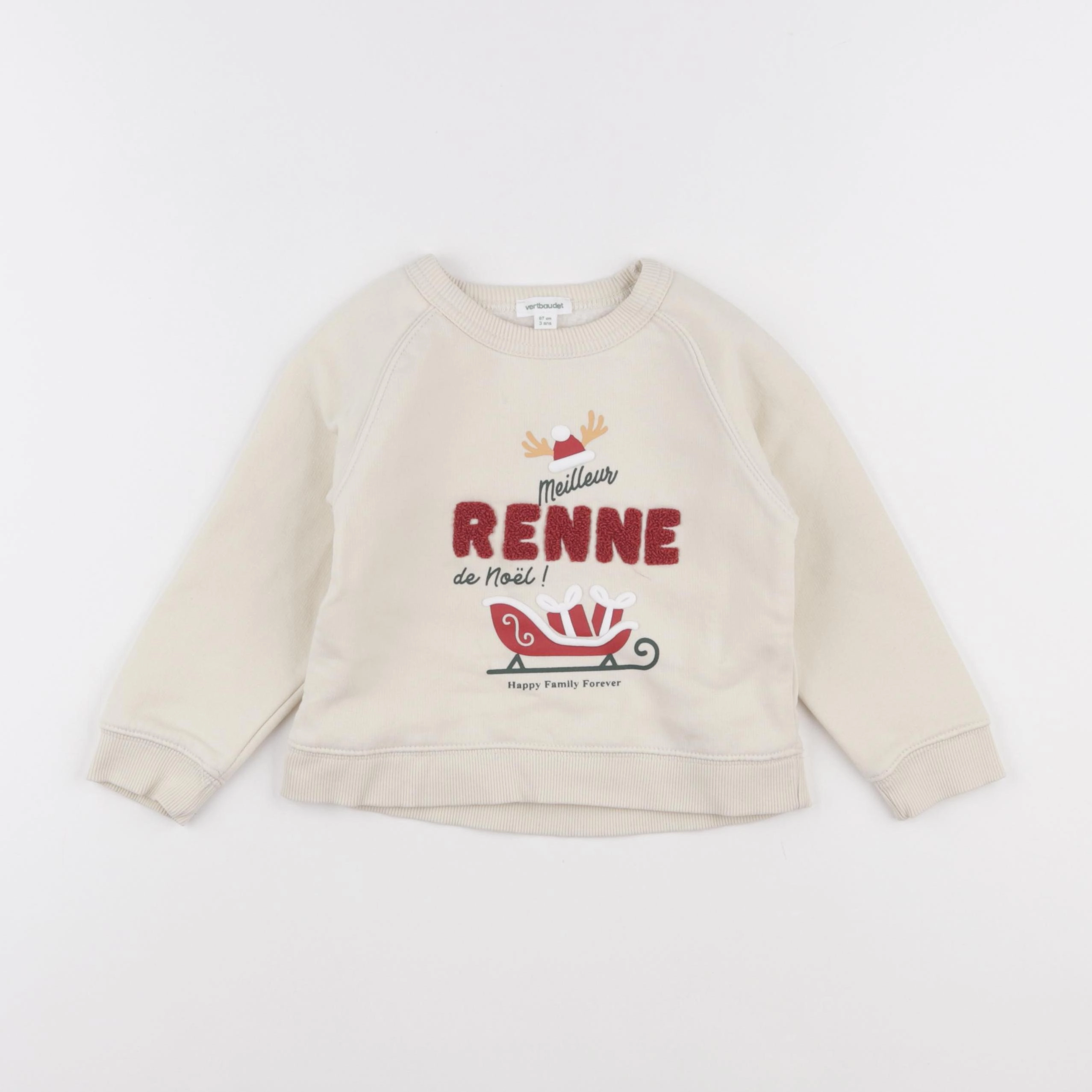 Vertbaudet - sweat beige - 3 ans