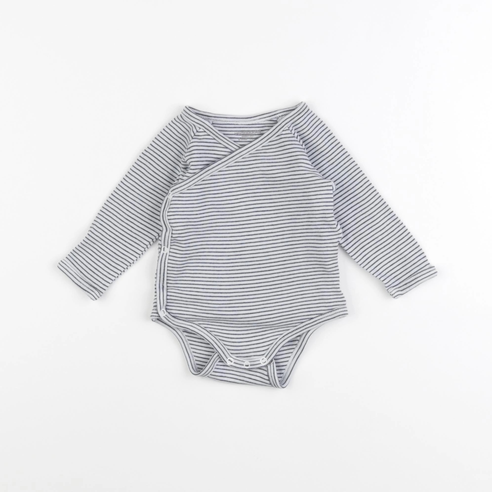 Vertbaudet - body blanc, noir - 9 mois