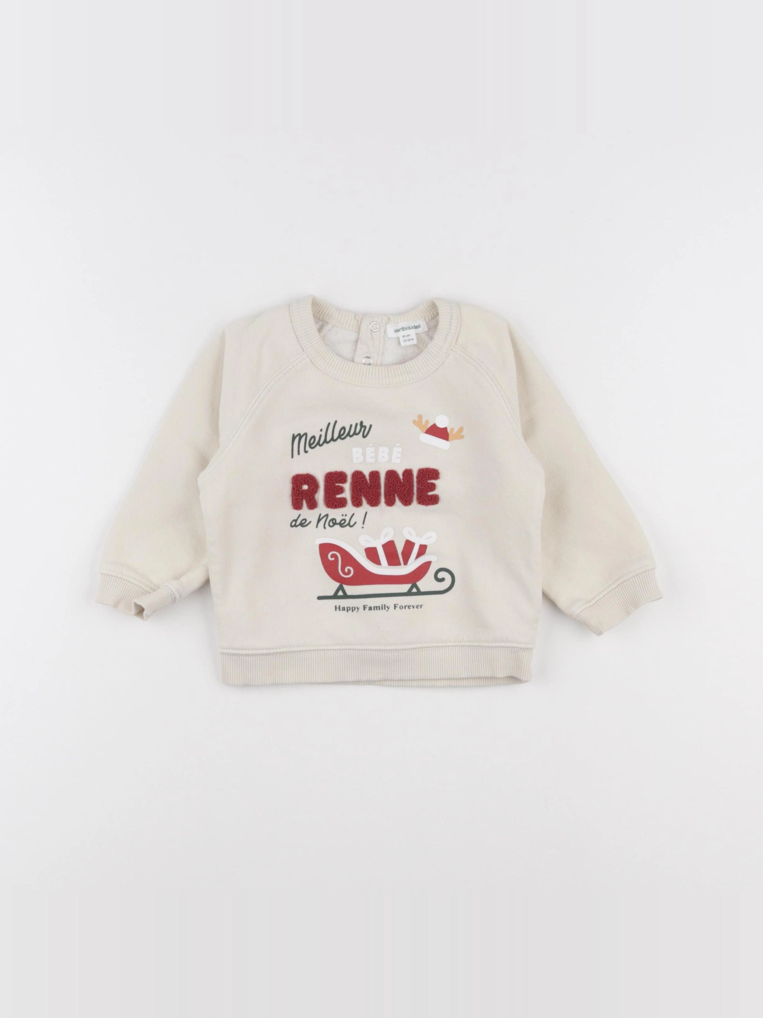 Vertbaudet - sweat beige - 12/18 mois