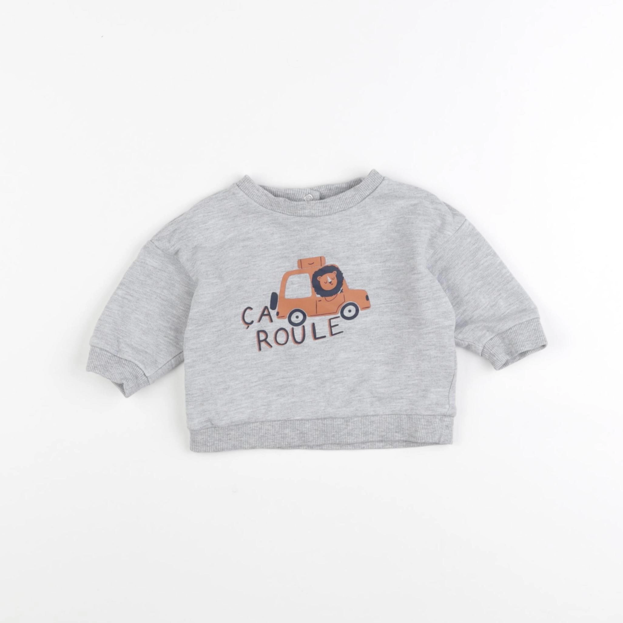 Vertbaudet - sweat gris - 3 mois