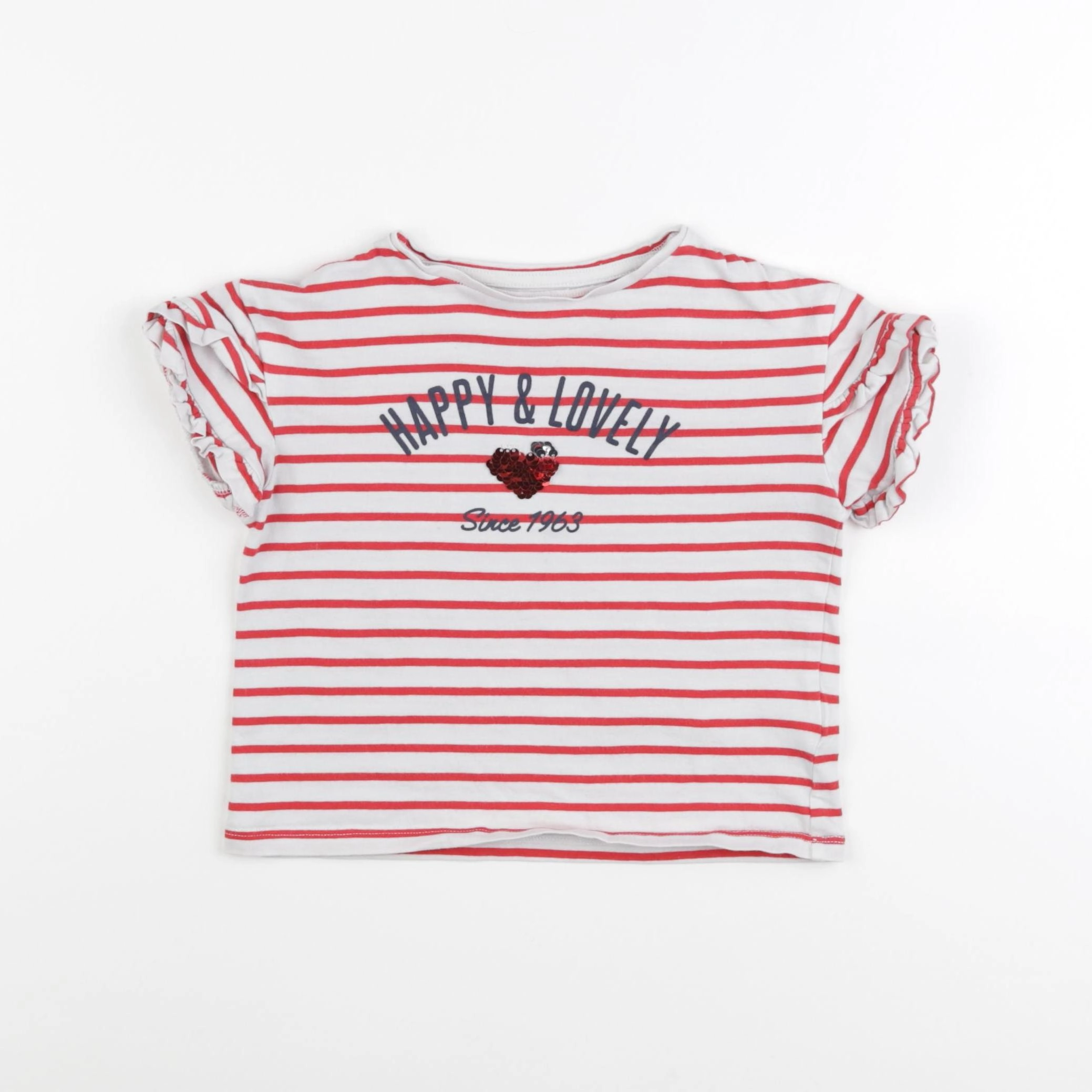 Vertbaudet - tee-shirt rouge, blanc - 3 ans