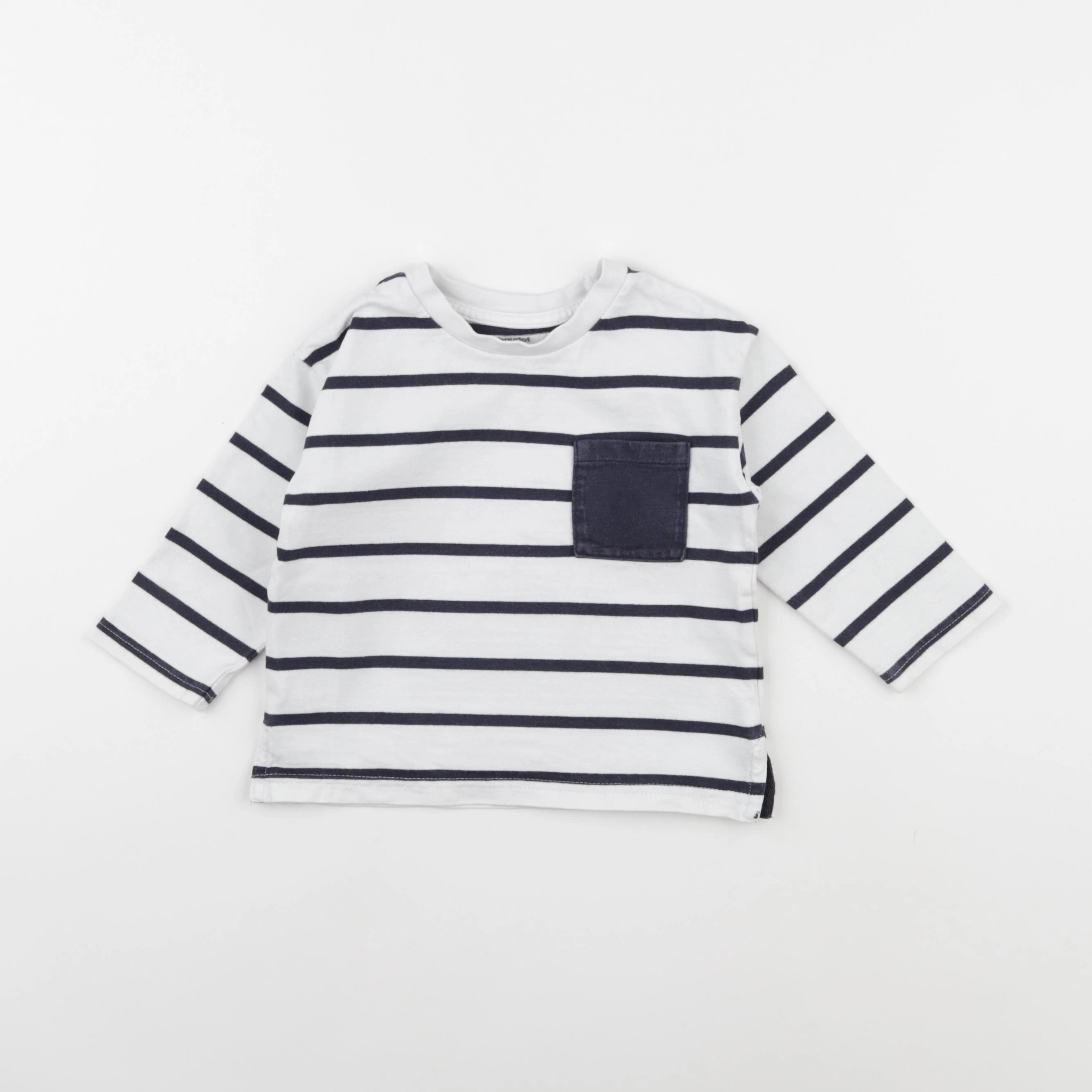 Vertbaudet - tee-shirt blanc, bleu - 2 ans