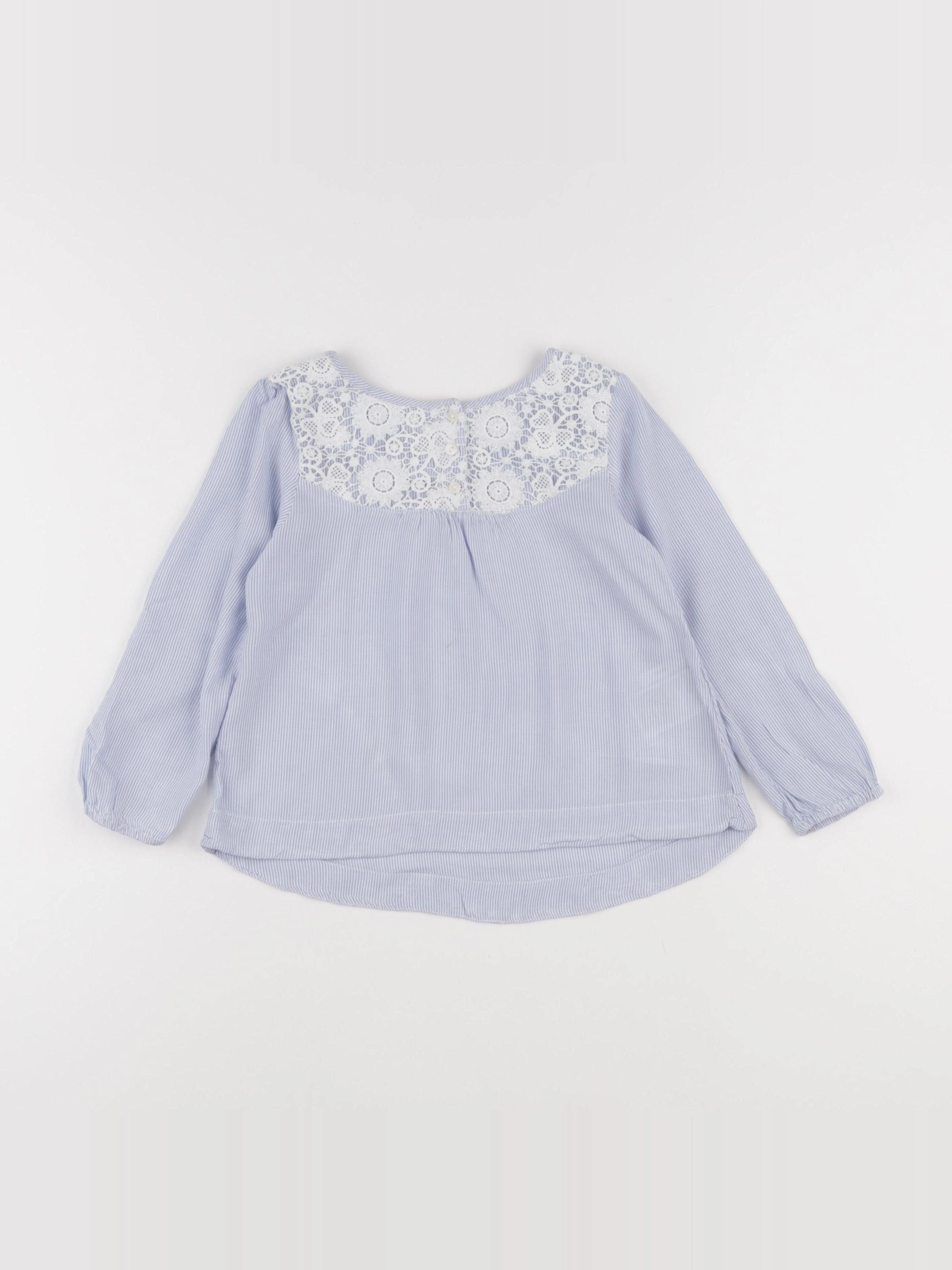H&M - blouse blanc, bleu - 4/5 ans