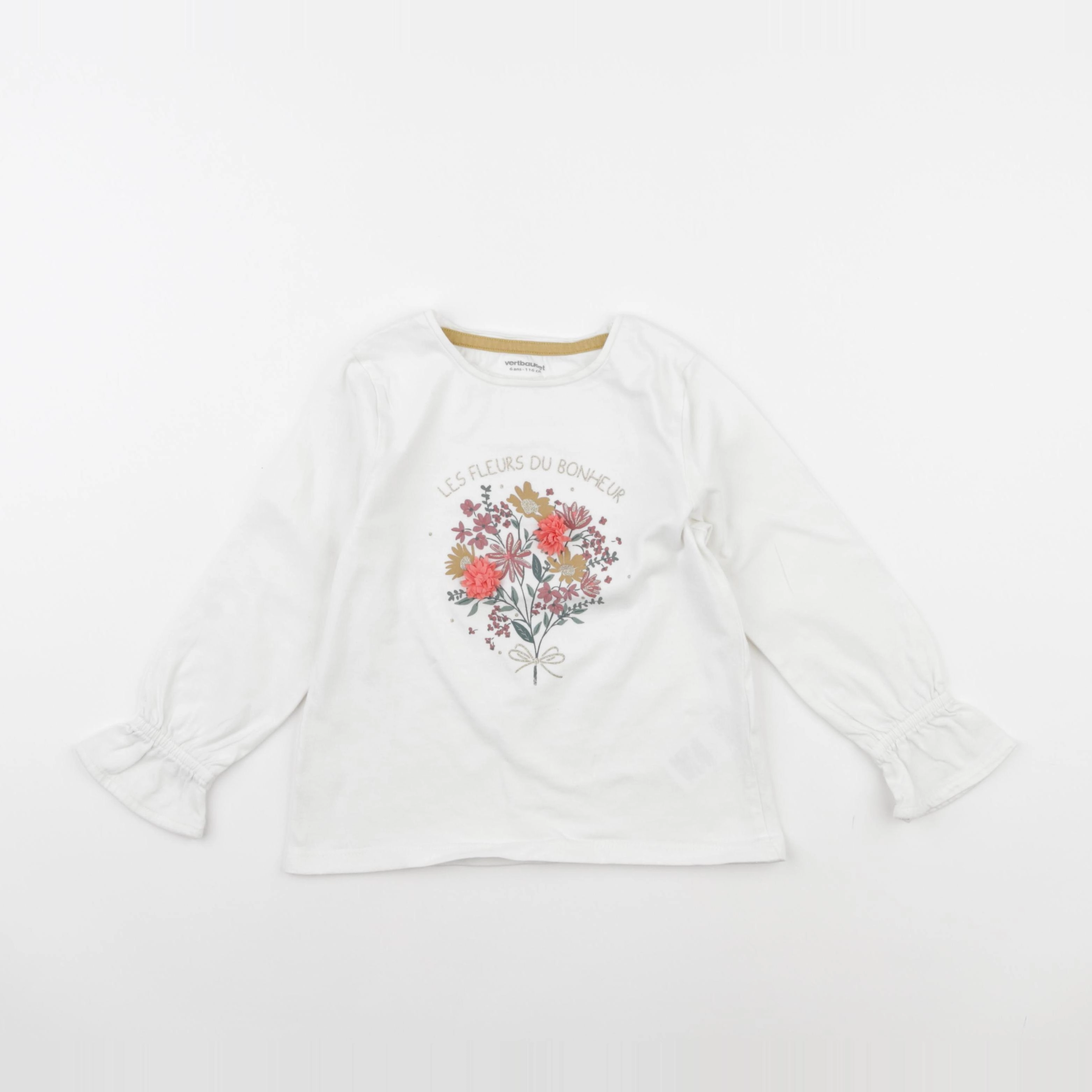Vertbaudet - tee-shirt blanc - 6 ans