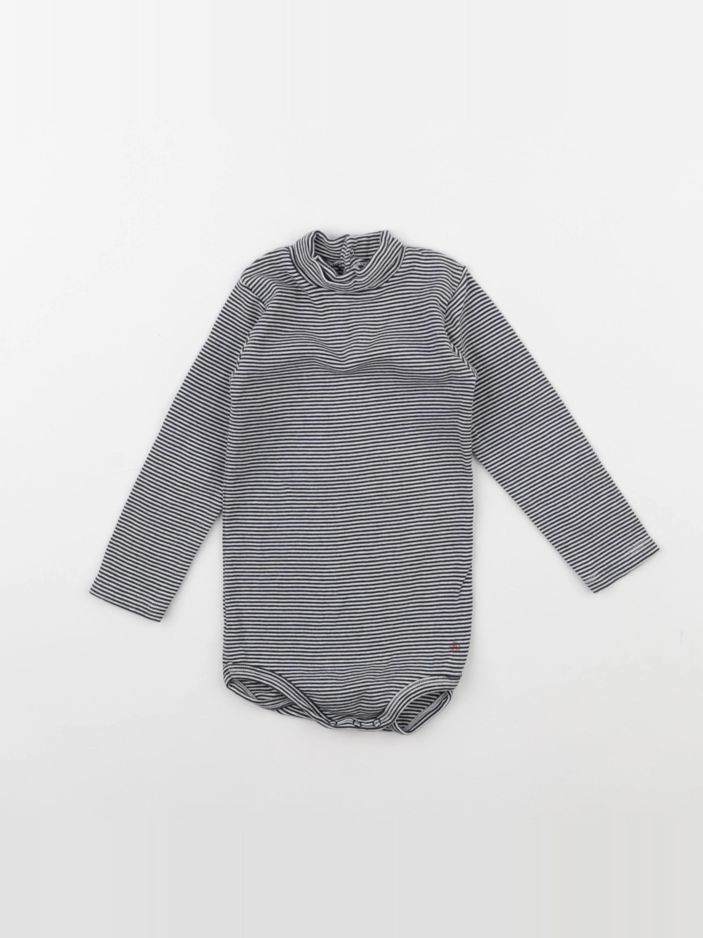 Petit Bateau - body à col blanc, noir - 18 mois