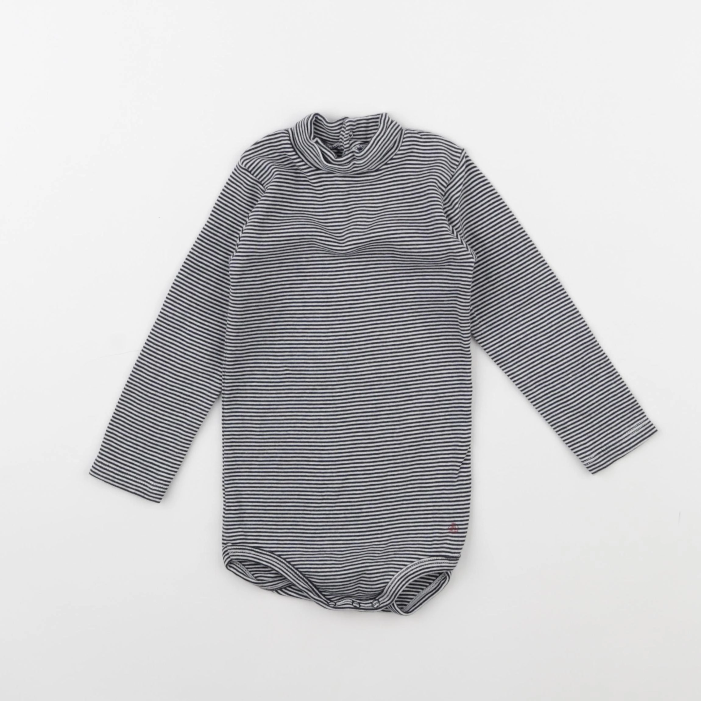 Petit Bateau - body à col blanc, noir - 18 mois