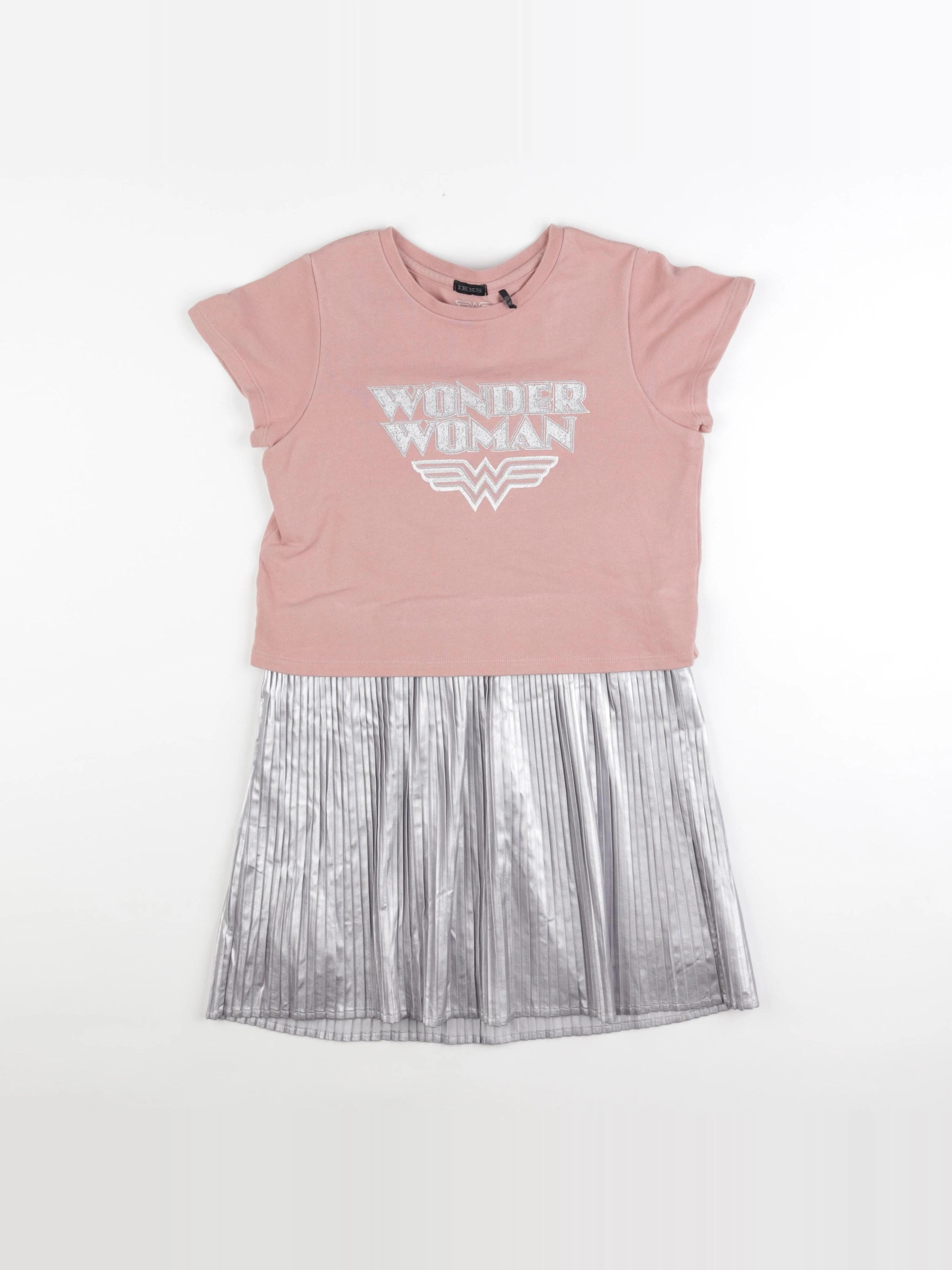 IKKS - robe argent, rose - 10 ans