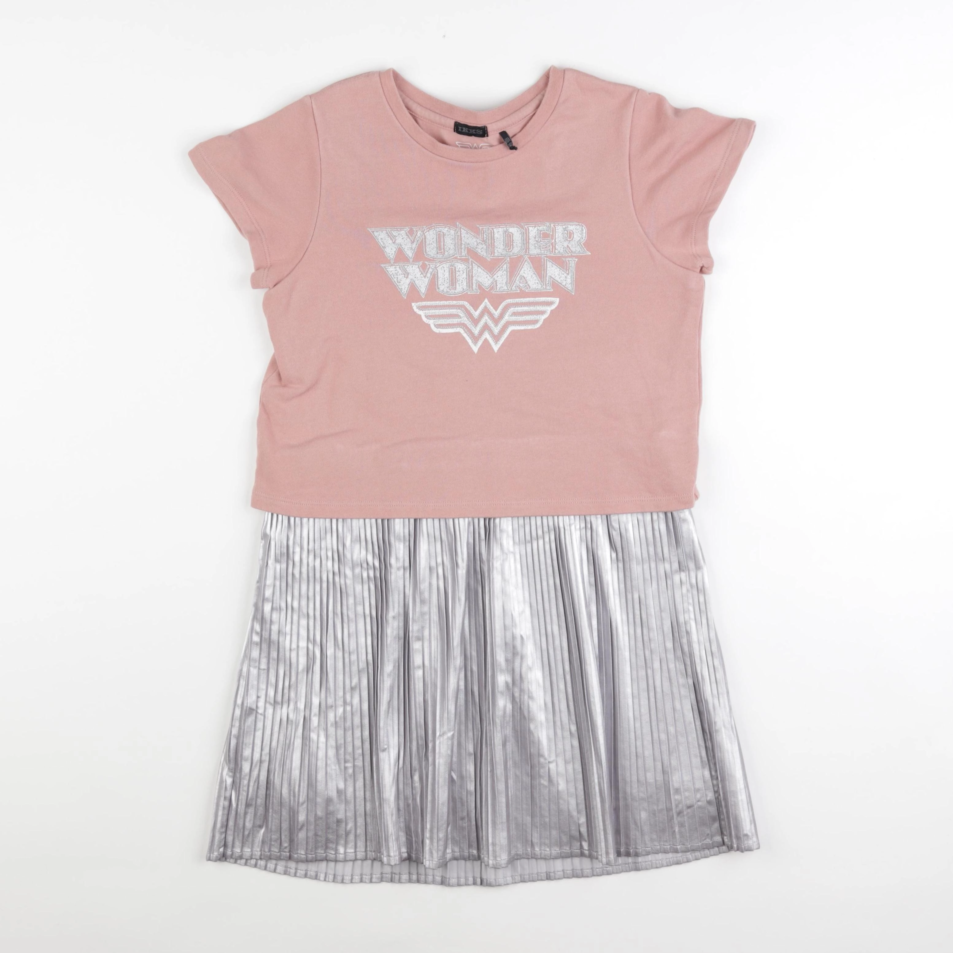 IKKS - robe argent, rose - 10 ans