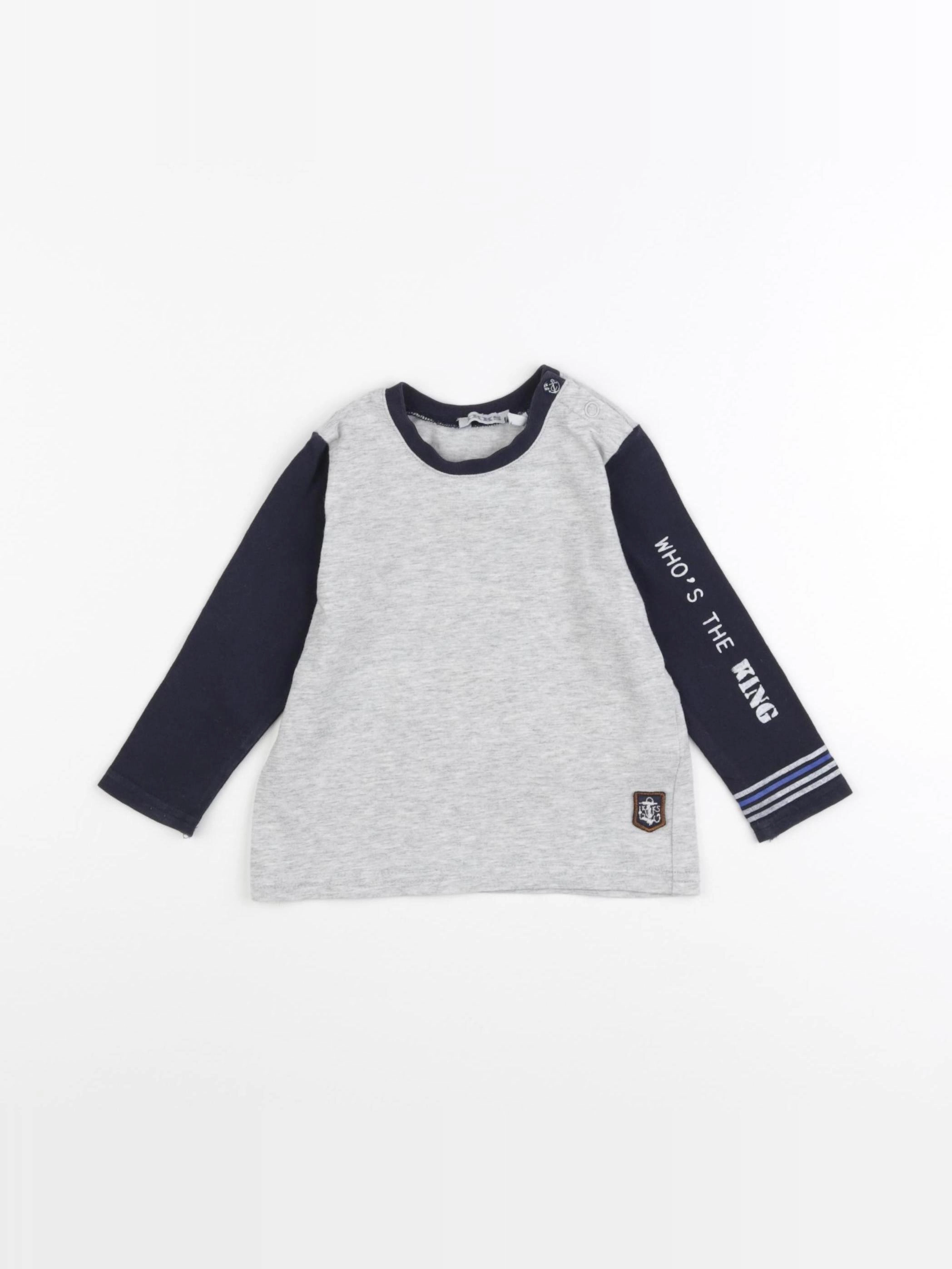 IKKS - tee-shirt gris, bleu - 12 mois