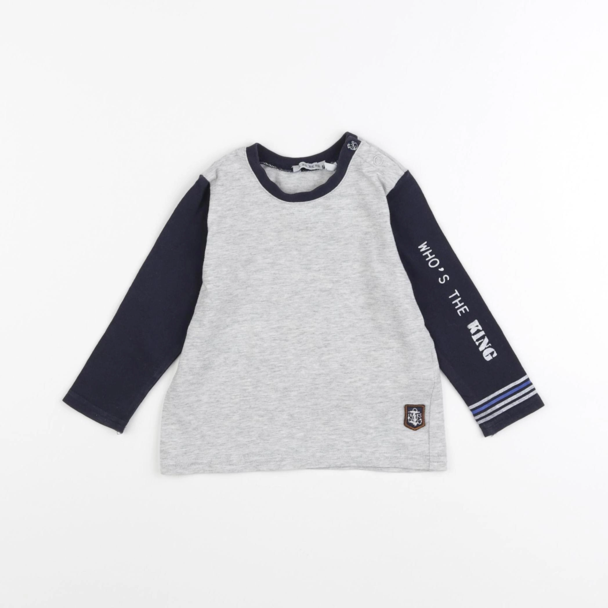 IKKS - tee-shirt gris, bleu - 12 mois