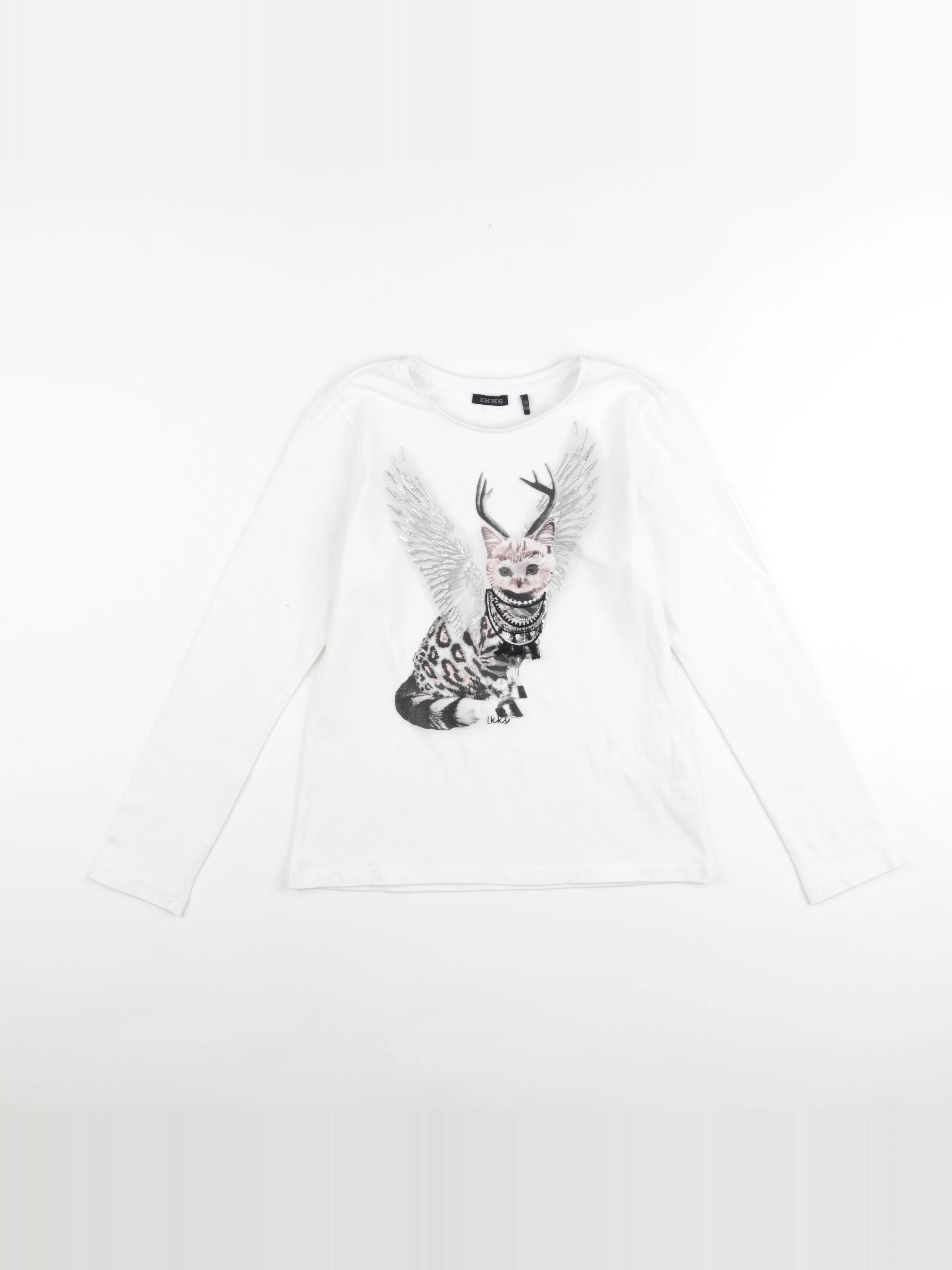 IKKS - tee-shirt blanc, argent - 10 ans