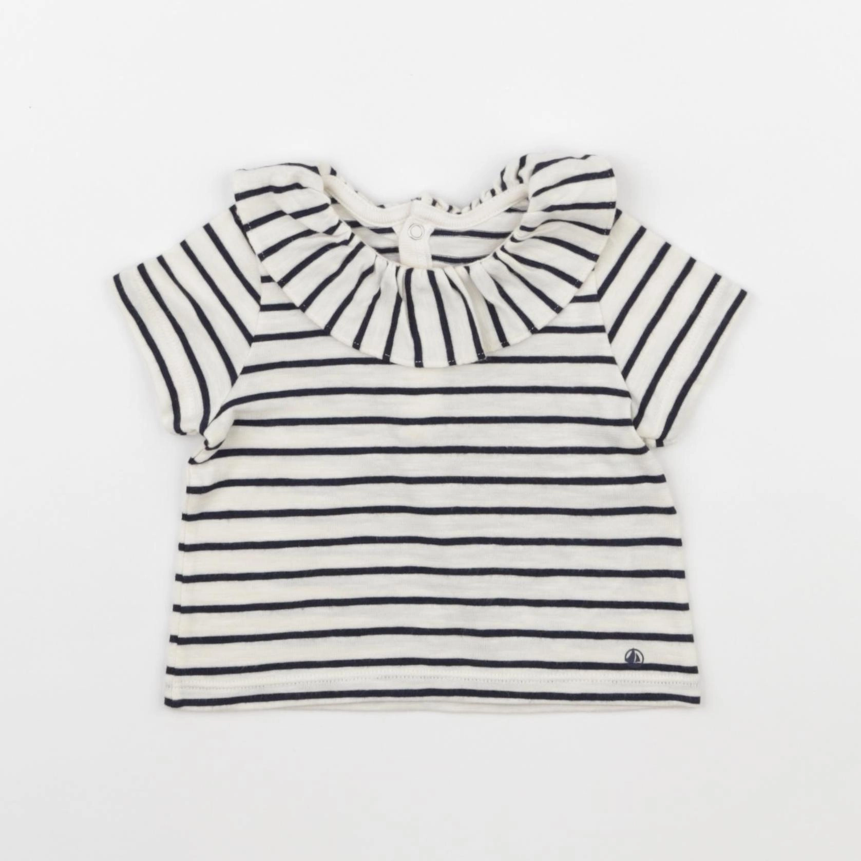Petit Bateau - tee-shirt blanc, bleu - 3 mois