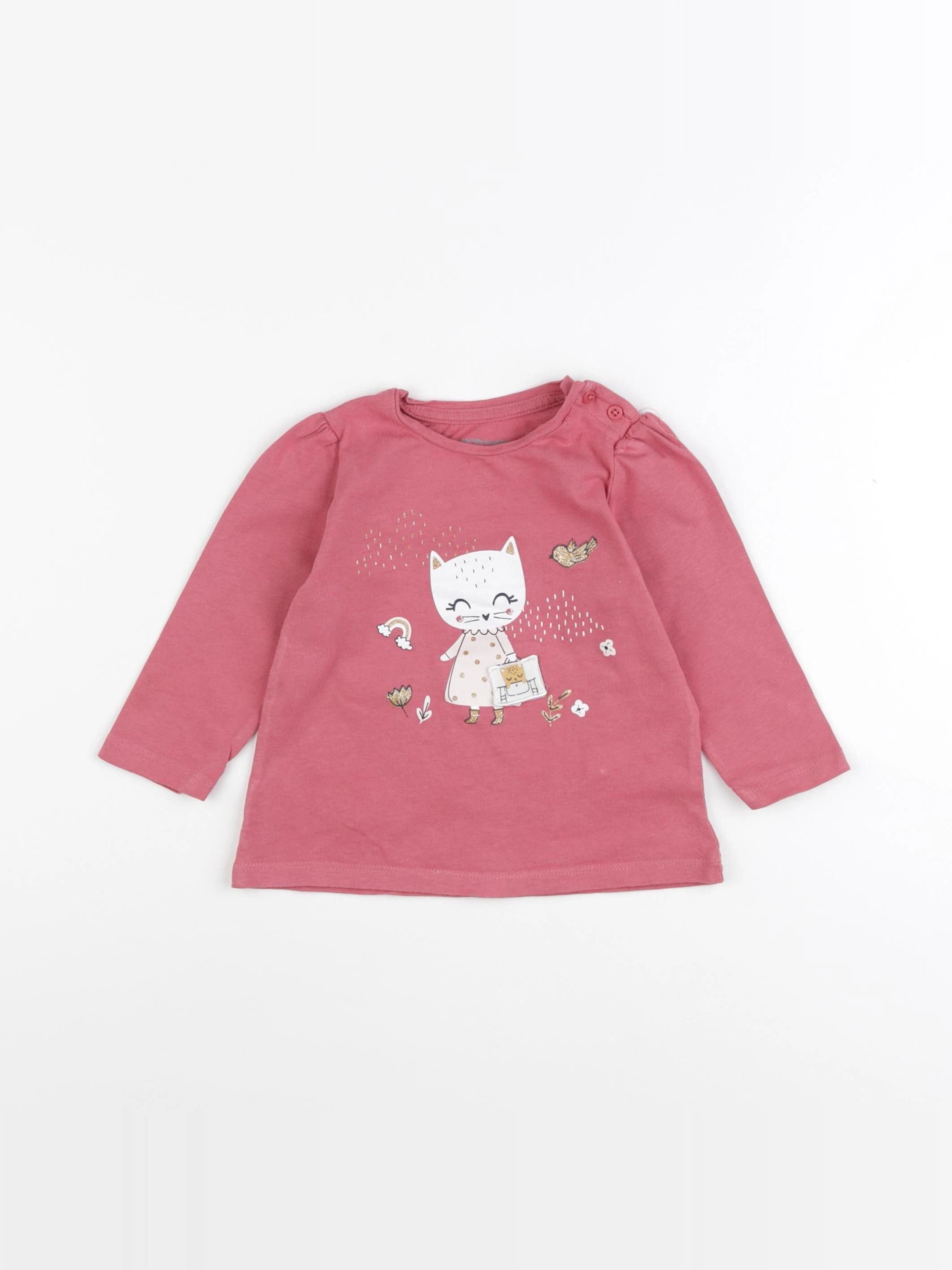 Vertbaudet - tee-shirt rose - 12 mois