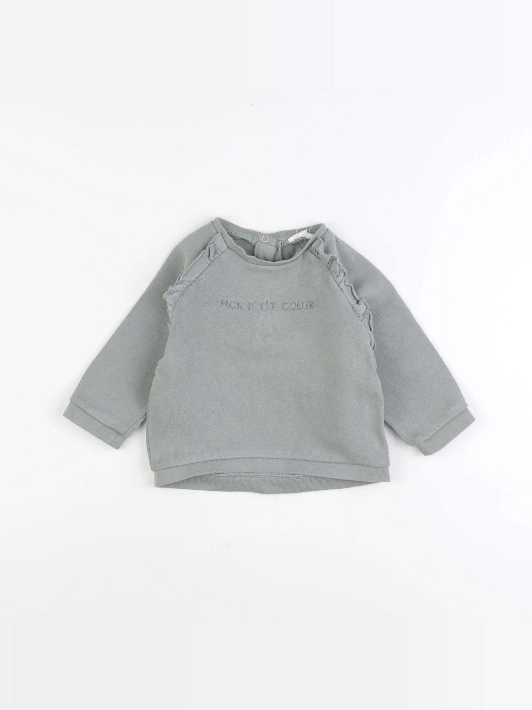 Vertbaudet - sweat vert - 12 mois