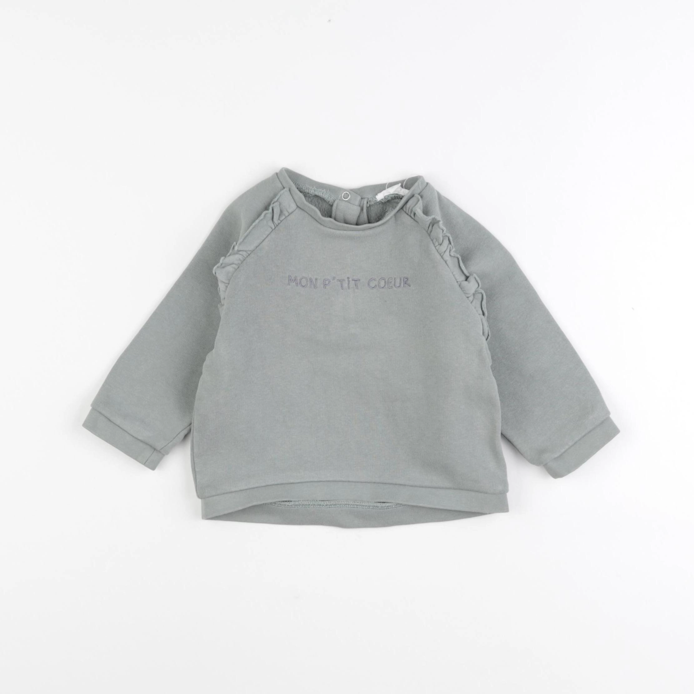Vertbaudet - sweat vert - 12 mois