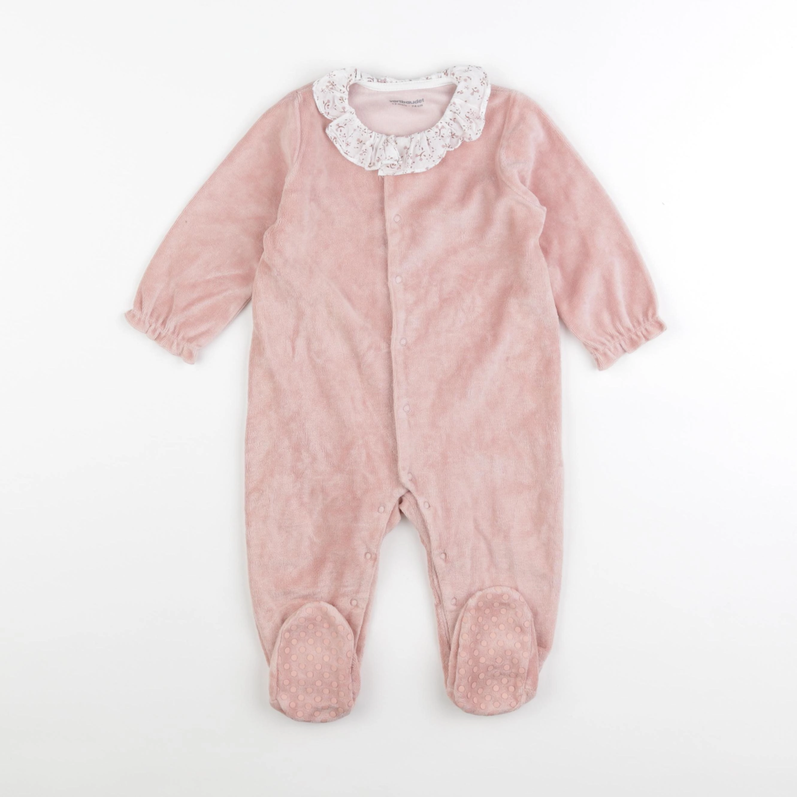 Vertbaudet - pyjama velours rose - 12 mois