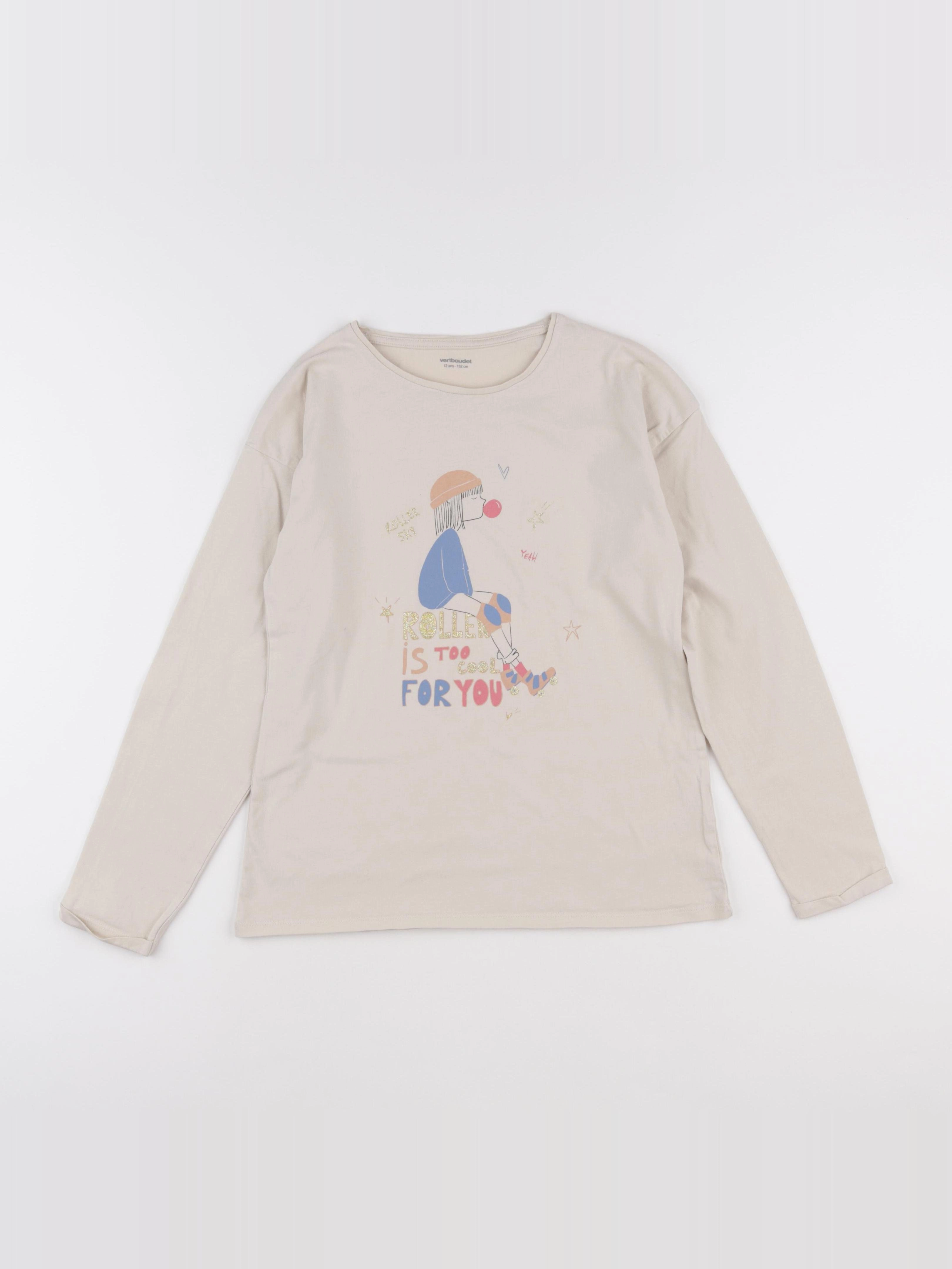 Vertbaudet - tee-shirt beige - 12 ans