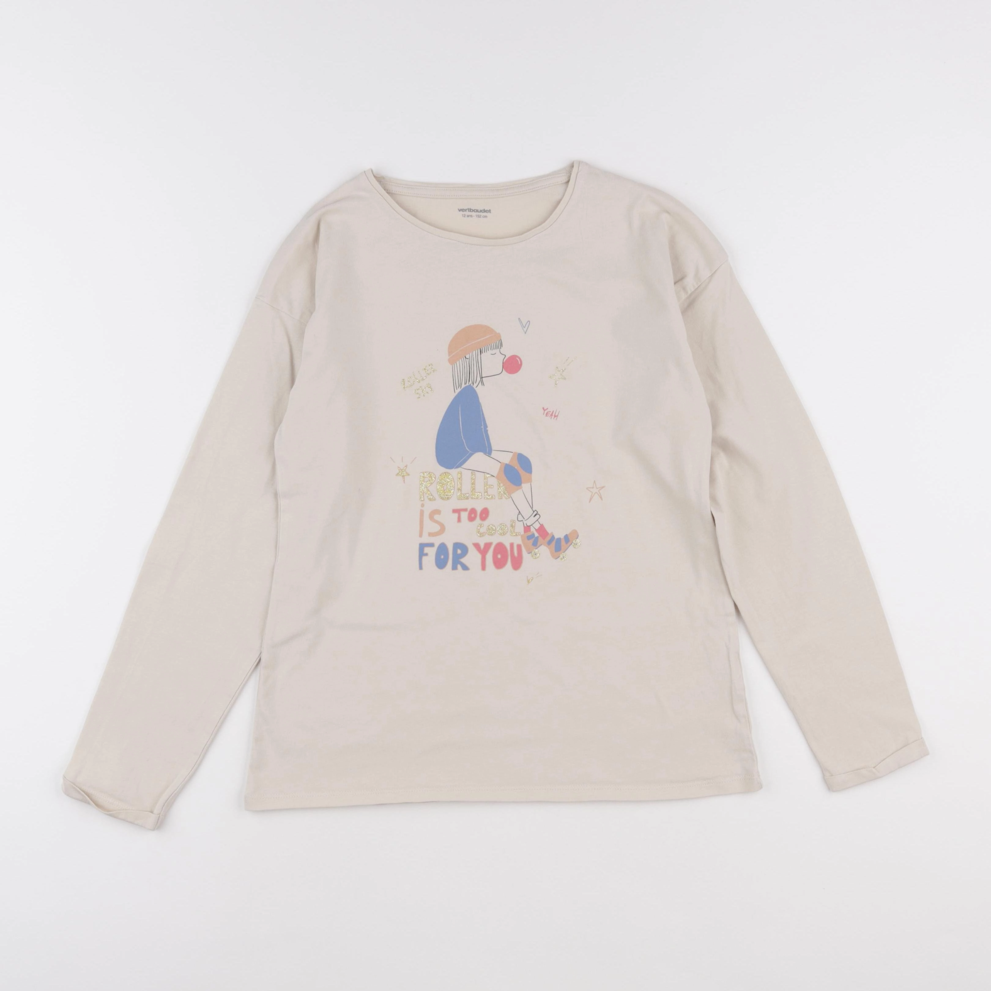 Vertbaudet - tee-shirt beige - 12 ans