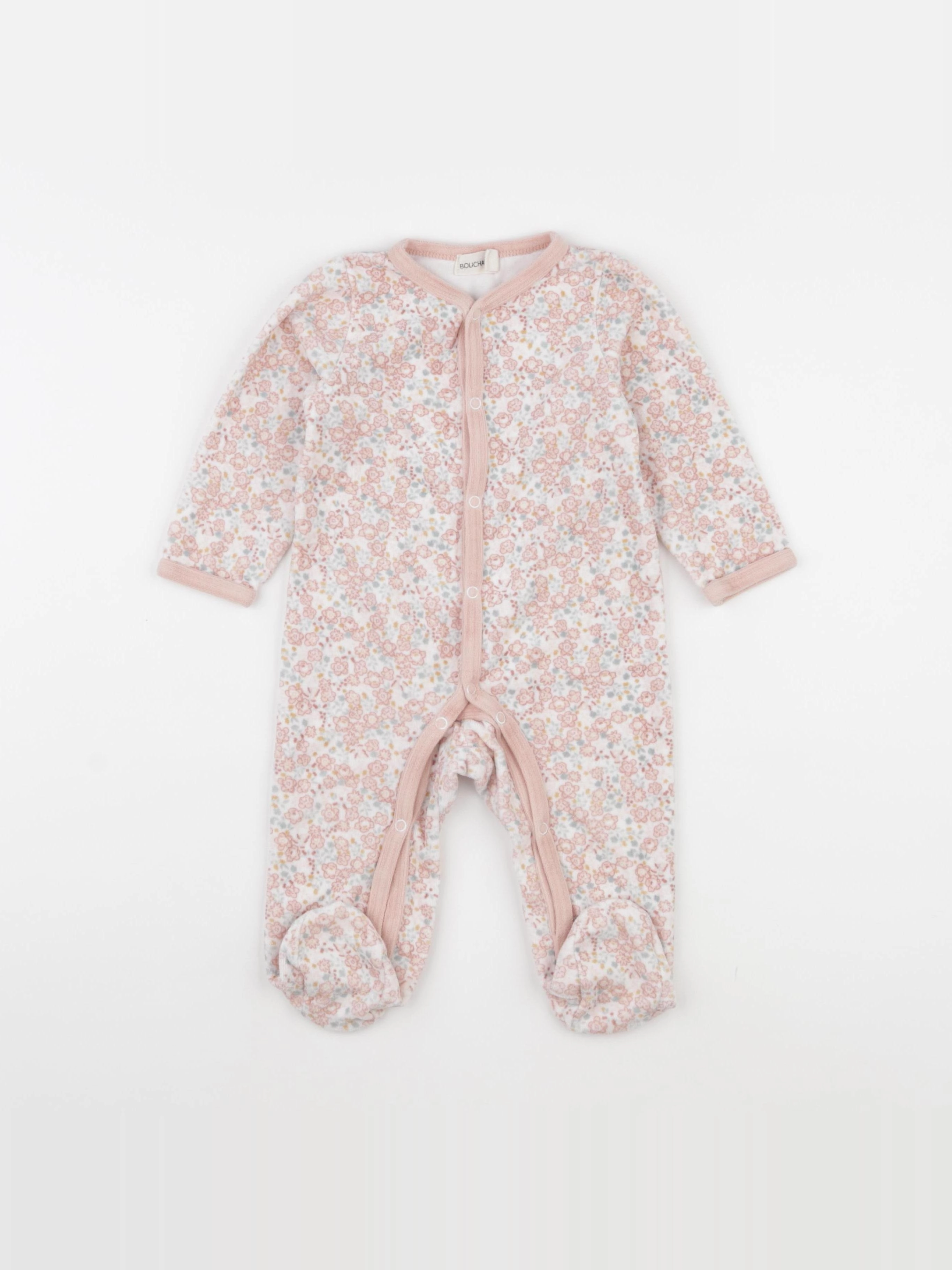 Bouchara - pyjama velours rose - 12 mois