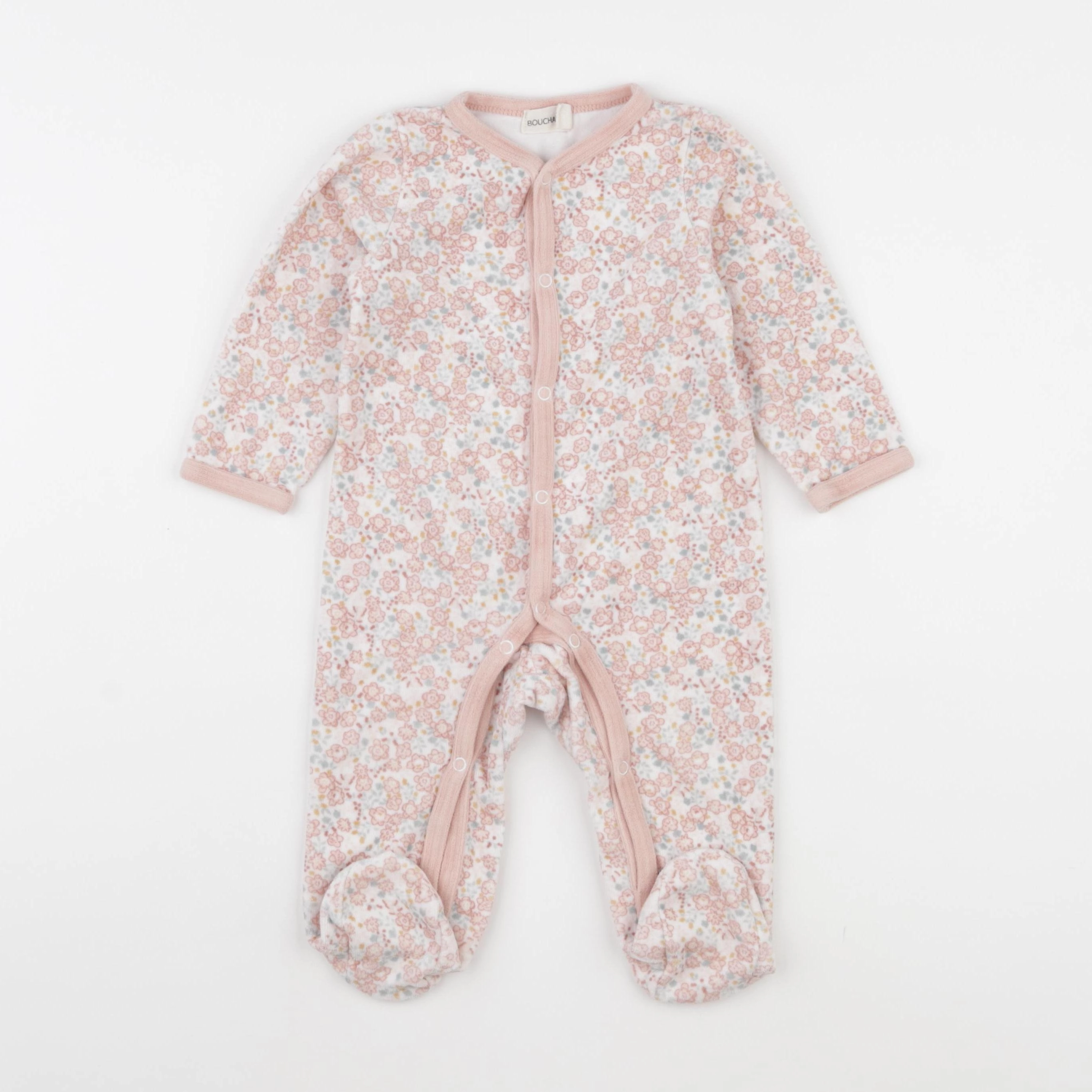 Bouchara - pyjama velours rose - 12 mois