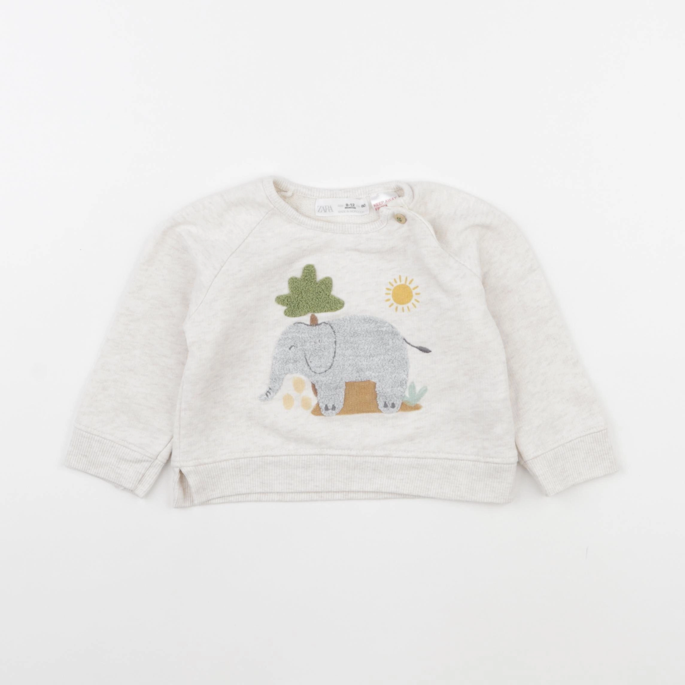 Zara - sweat beige - 9/12 mois