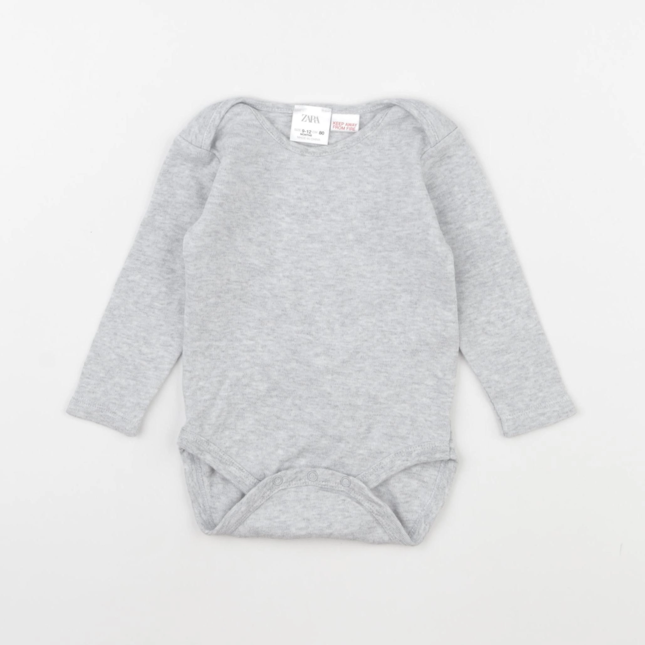 Zara - body gris - 9/12 mois