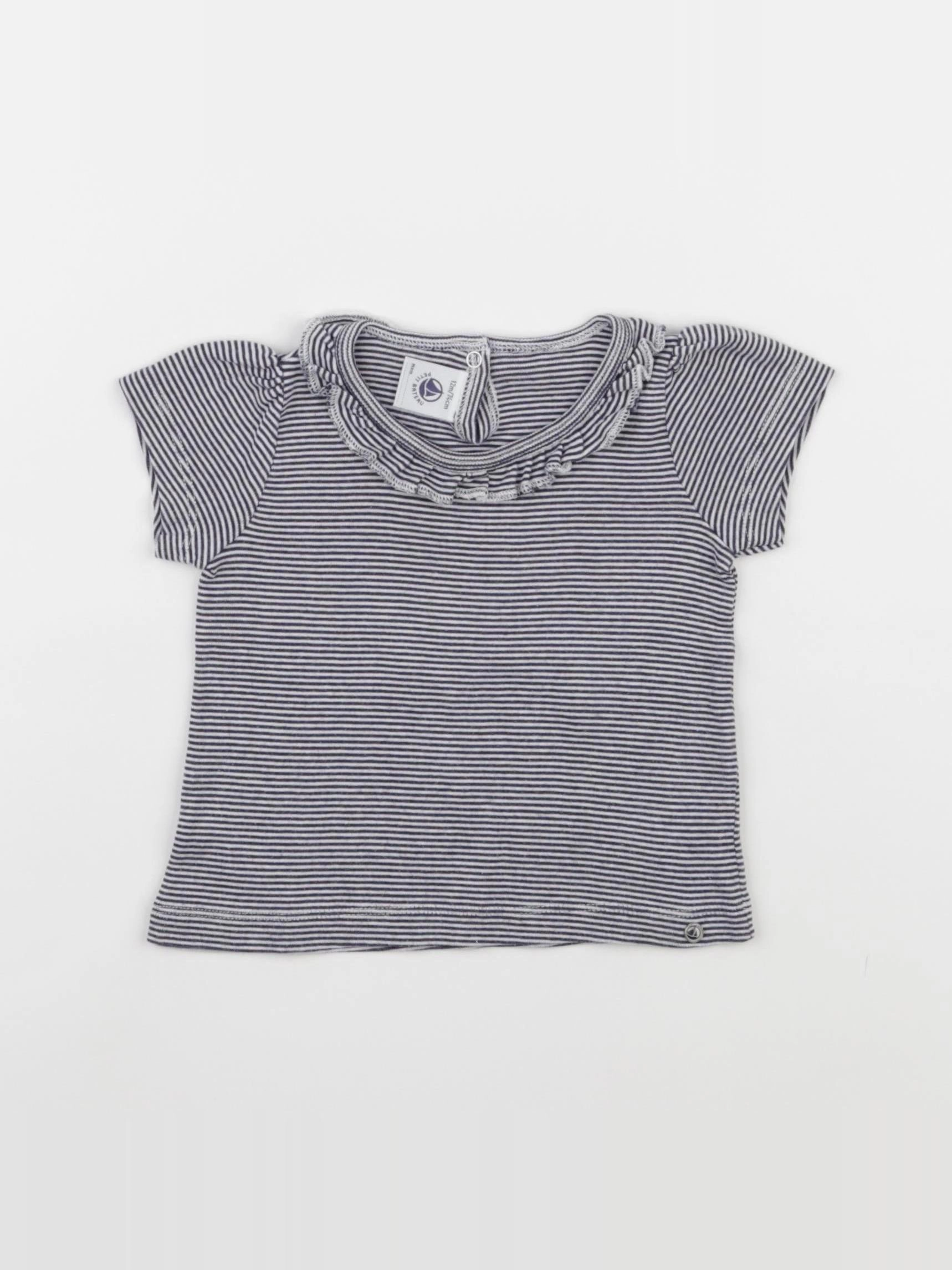 Petit Bateau - tee-shirt bleu - 12 mois