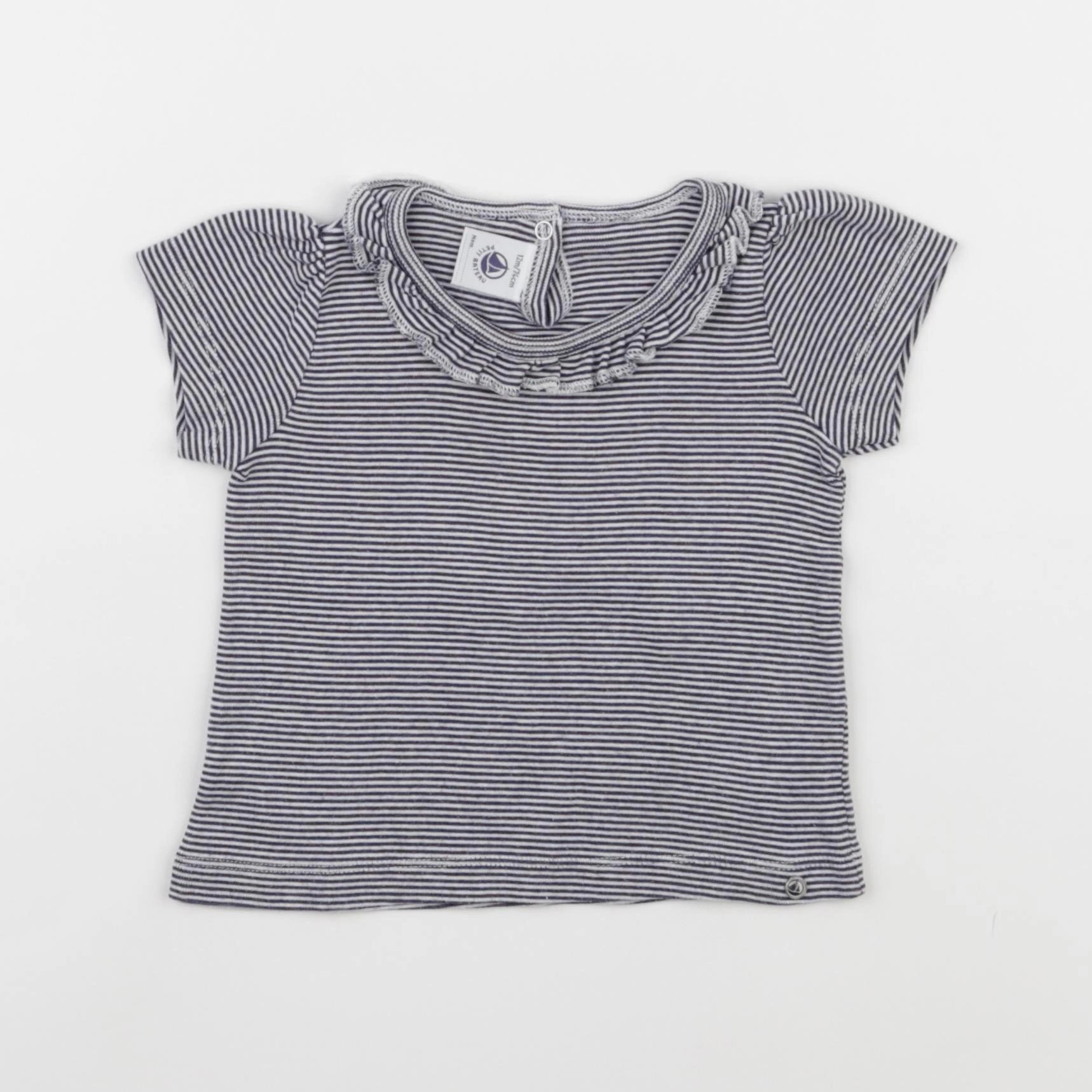 Petit Bateau - tee-shirt bleu - 12 mois